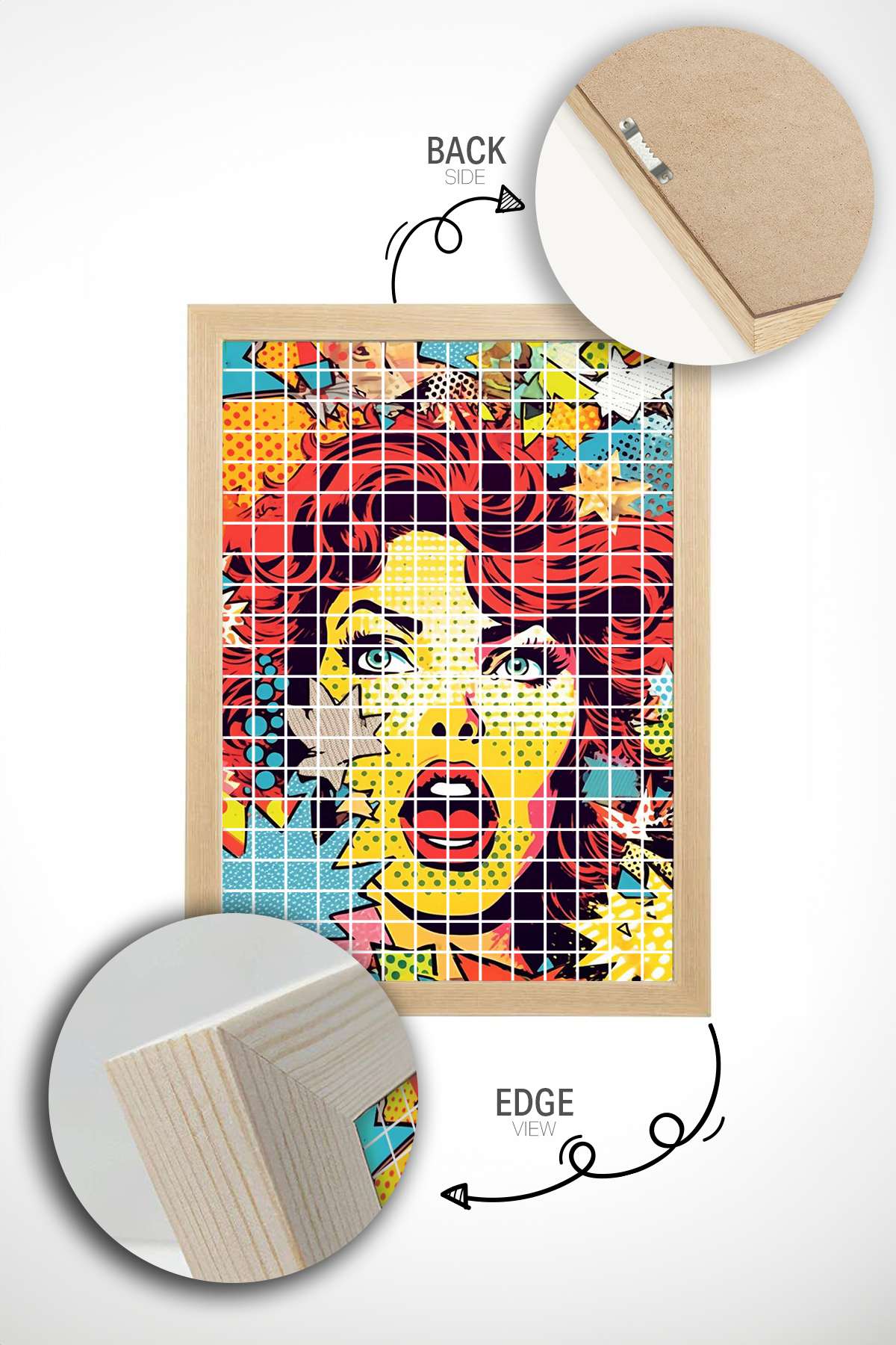 Quadro Decorativo Multicolor em Madeira Maciça - Impressão Digital Premium 33x48cm