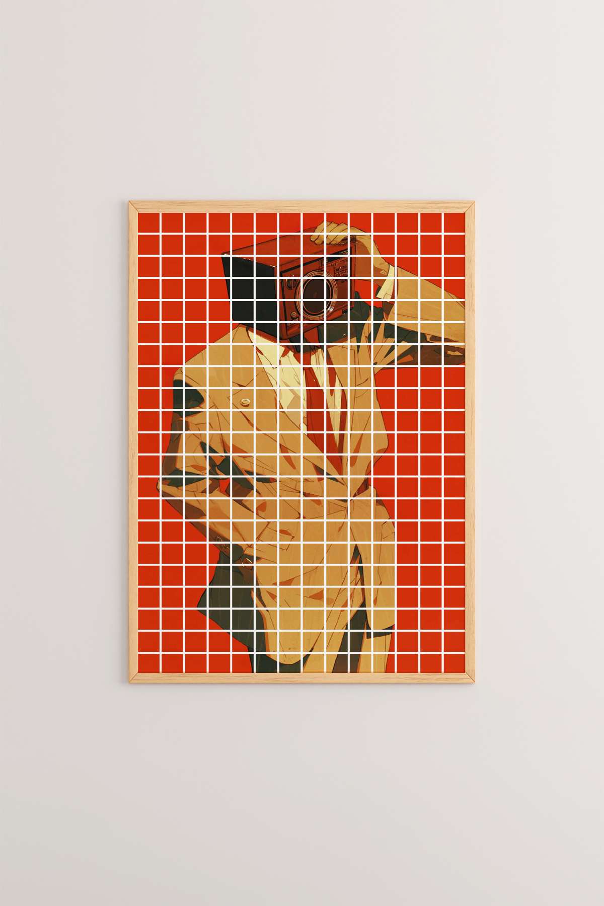 Quadro Decorativo Multicolor em Madeira Maciça - Arte Digital Emoldurada 33x48cm