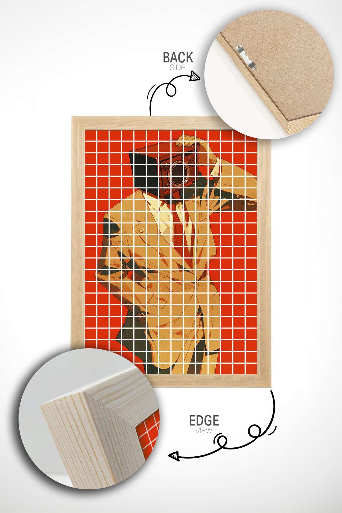 Quadro Decorativo Multicolor em Madeira Maciça - Arte Digital Emoldurada 33x48cm