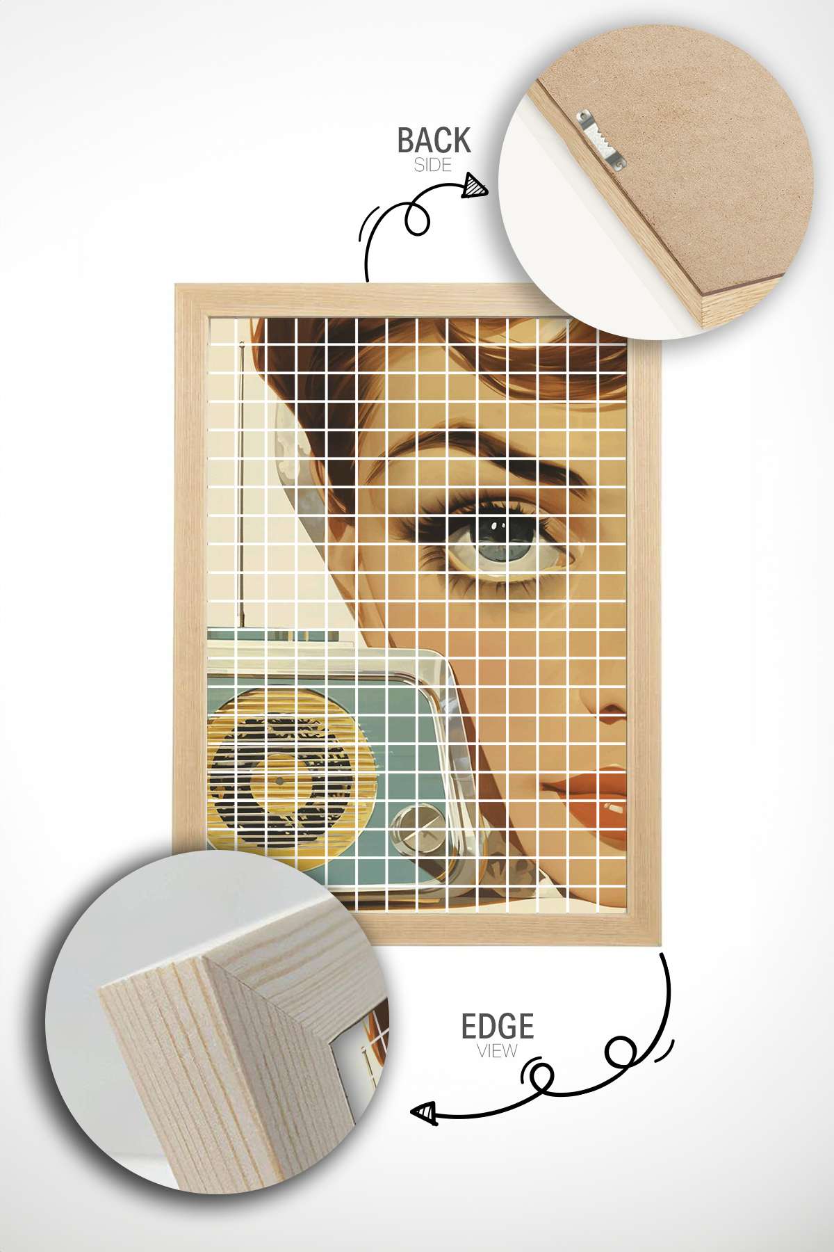 Quadro Decorativo Multicolor em Madeira Maciça - Impressão Digital Premium 33x48cm