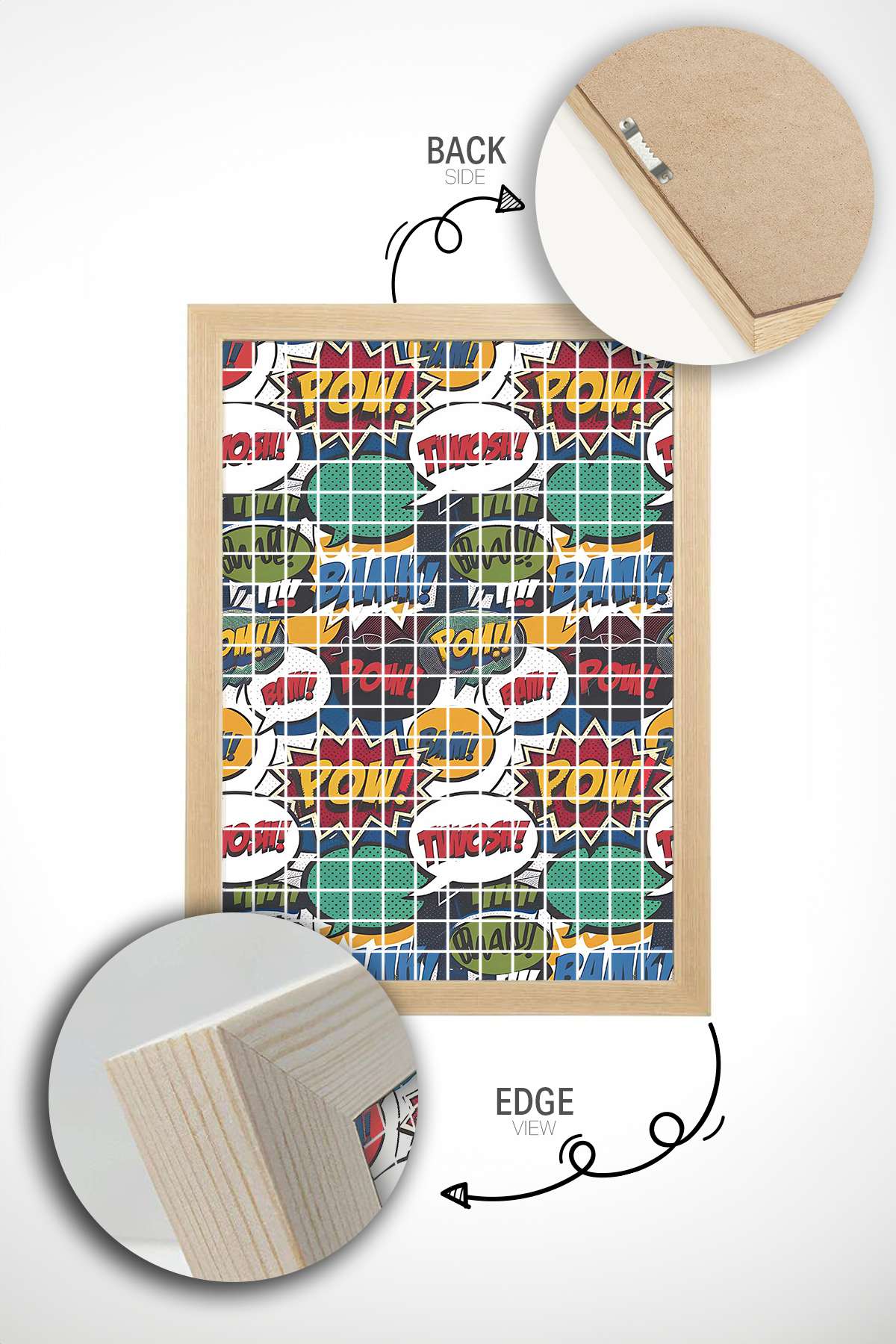 Quadro Decorativo Multicolor em Madeira Maciça - Impressão Digital Premium 33x48cm