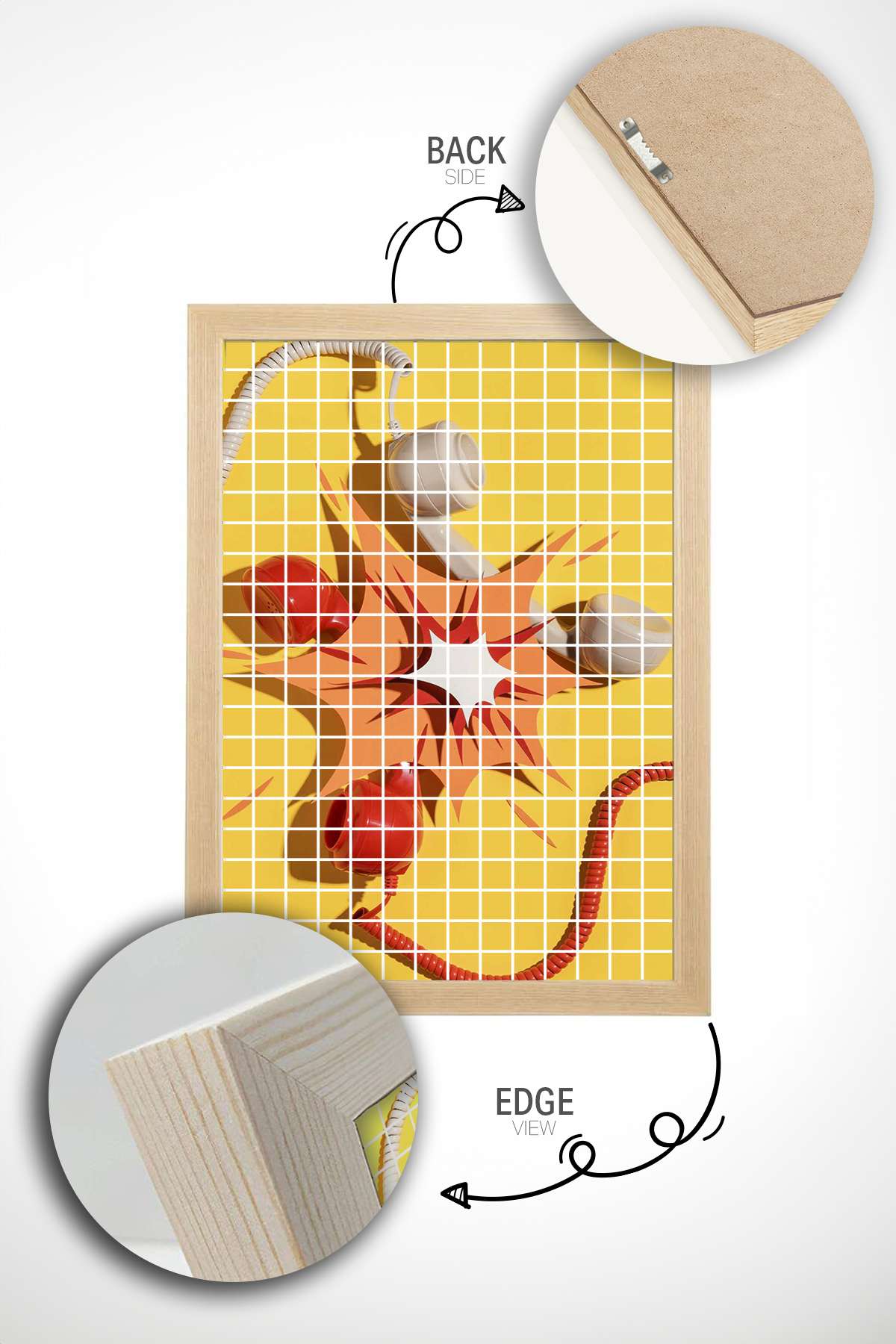 Quadro Decorativo Multicolor em Madeira Maciça - Arte Digital Emoldurada 33x48cm