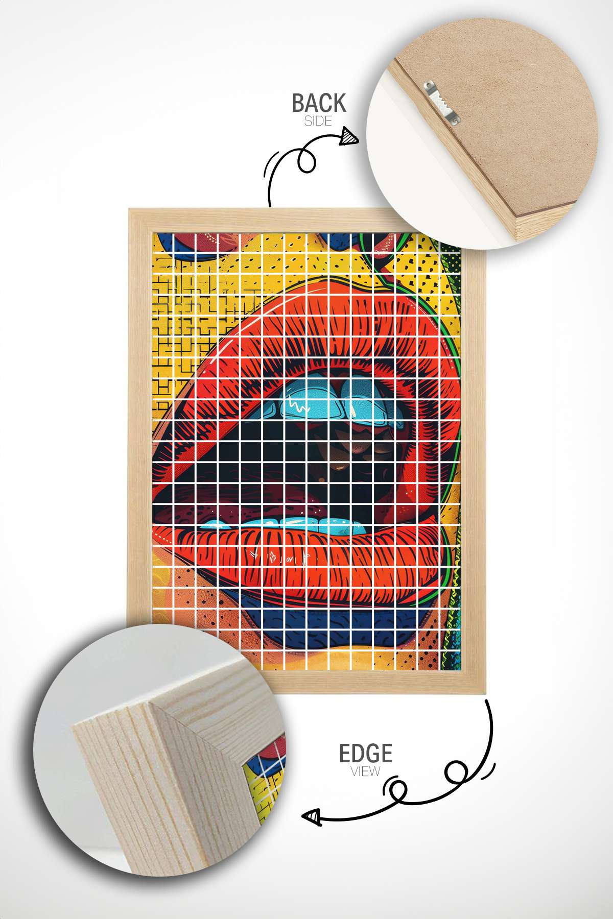 Quadro Decorativo Multicolor em Madeira Maciça - Impressão Digital Premium 33x48cm