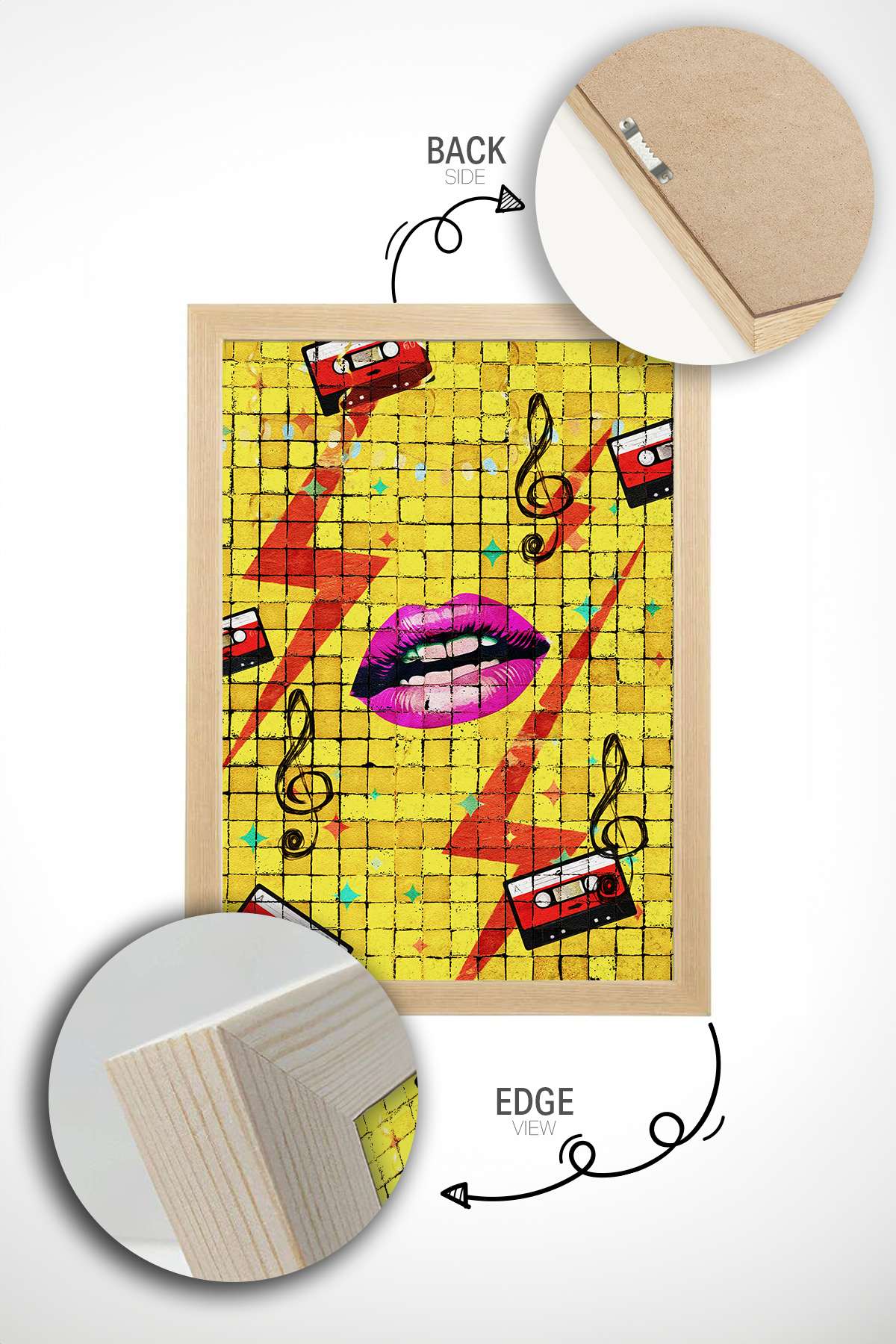 Quadro Decorativo Popmosaıc1 Multicolor - Pintura Emoldurada em Madeira Maciça 33x48cm