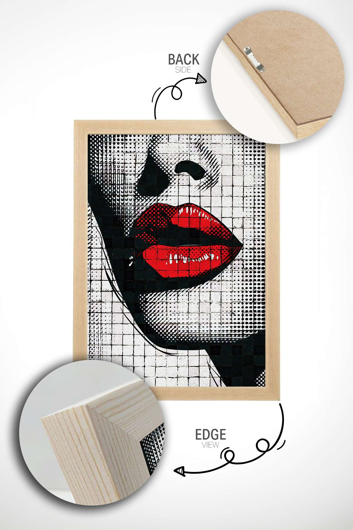 Quadro Decorativo Popmosaıc4 Multicolor - Pintura Emoldurada em Madeira Maciça 33x48cm