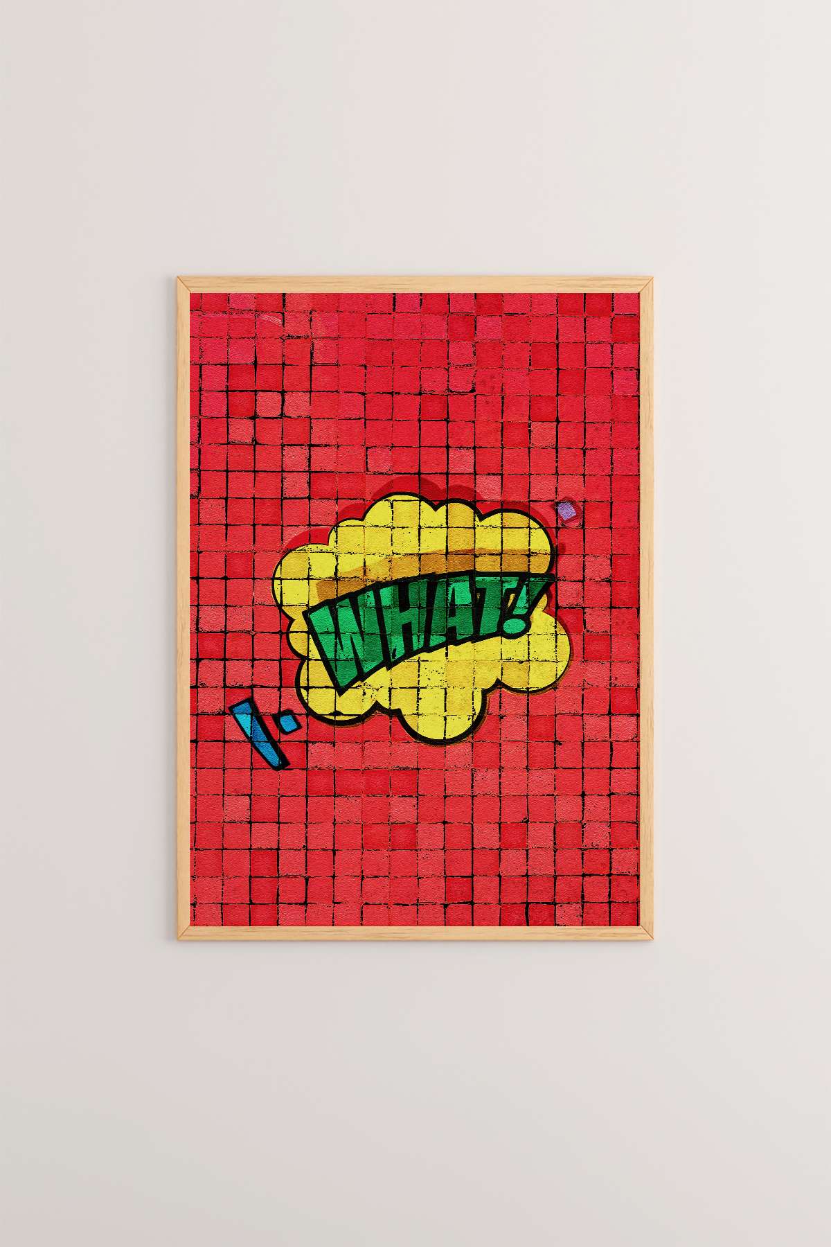 Quadro Decorativo Popmosaıc7 Multicolor - Pintura Emoldurada em Madeira Maciça 33x48cm