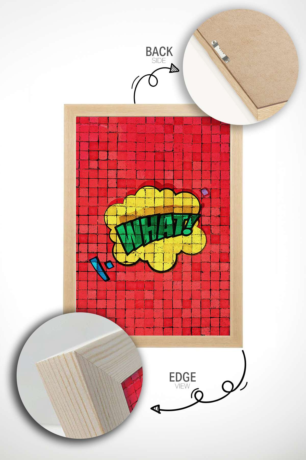 Quadro Decorativo Popmosaıc7 Multicolor - Pintura Emoldurada em Madeira Maciça 33x48cm