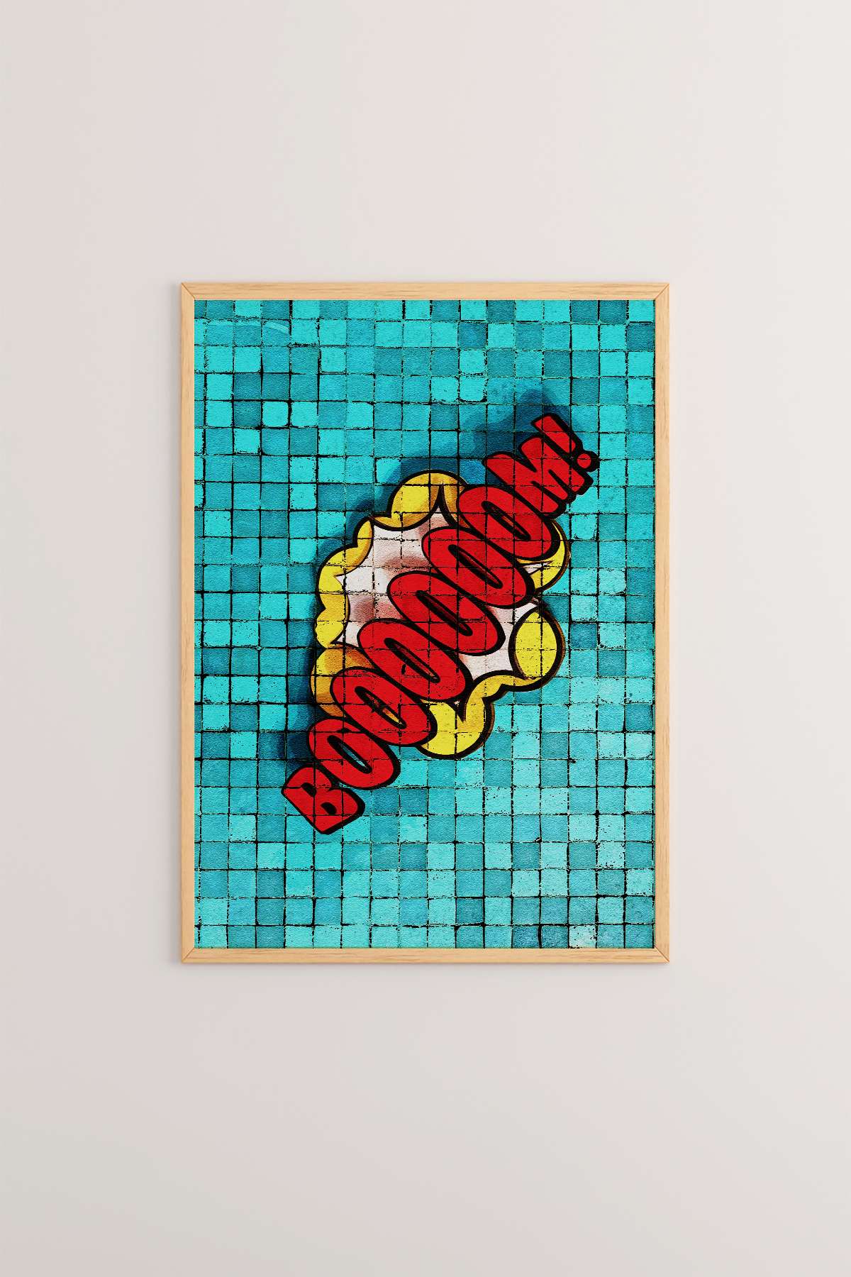 Quadro Decorativo Popmosaıc8 Multicolor - Pintura Emoldurada em Madeira Maciça 33x48cm