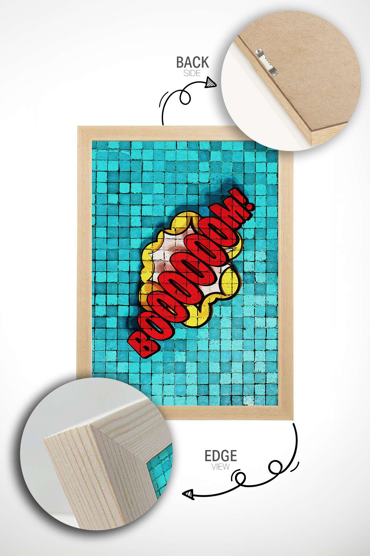 Quadro Decorativo Popmosaıc8 Multicolor - Pintura Emoldurada em Madeira Maciça 33x48cm