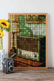 Quadro Decorativo Popmosaıc10 Multicolor - Pintura Emoldurada em Madeira Maciça 33x48cm