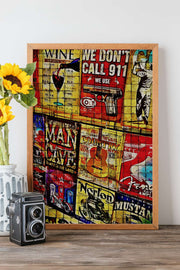 Quadro Decorativo Popmosaıc13 Multicolor - Pintura Emoldurada em Madeira Maciça 33x48cm