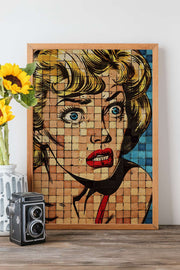 Quadro Decorativo Popmosaıc16 Multicolor - Pintura Emoldurada em Madeira Maciça 33x48cm