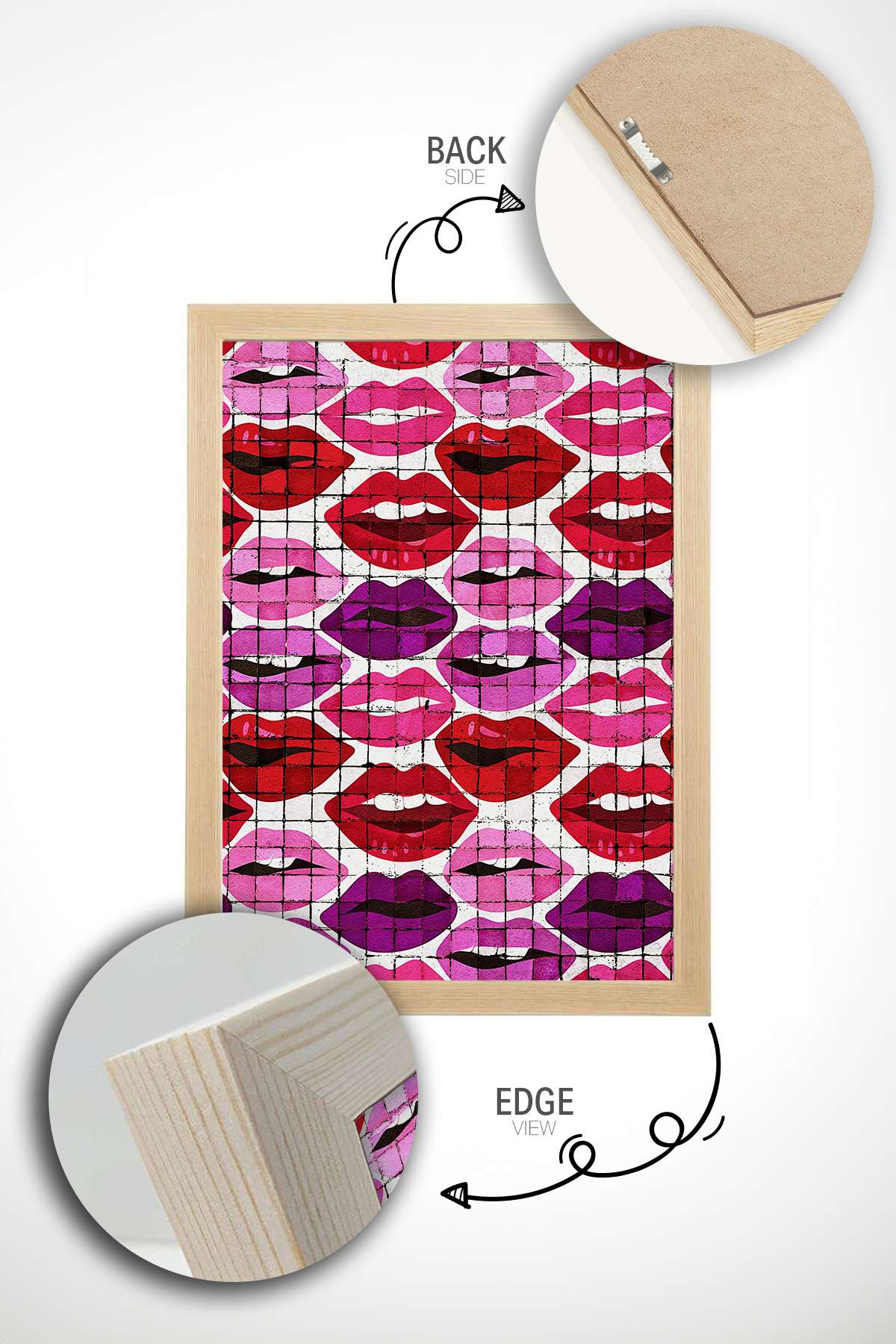 Quadro Decorativo Popmosaıc17 Multicolor - Pintura Emoldurada em Madeira Maciça 33x48cm com Impressão Digital