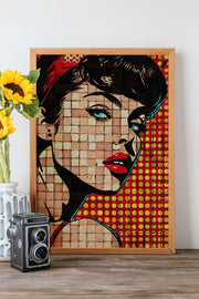 Quadro Decorativo Popmosaıc19 Multicolor - Pintura Emoldurada em Madeira Maciça 33x48cm