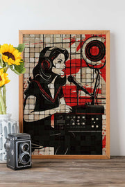 Quadro Decorativo Popmosaıc23 Multicolor - Pintura Emoldurada em Madeira Maciça 33x48cm com Impressão Digital