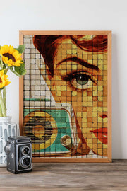 Quadro Decorativo Popmosaıc24 Multicolor - Pintura Emoldurada em Madeira Maciça 33x48cm com Impressão Digital