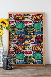 Quadro Decorativo Popmosaıc25 Multicolor - Pintura Emoldurada em Madeira Maciça 33x48cm com Impressão Digital