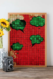 Quadro Decorativo Popmosaıc26 Multicolor - Pintura Emoldurada em Madeira Maciça 33x48cm com Impressão Digital