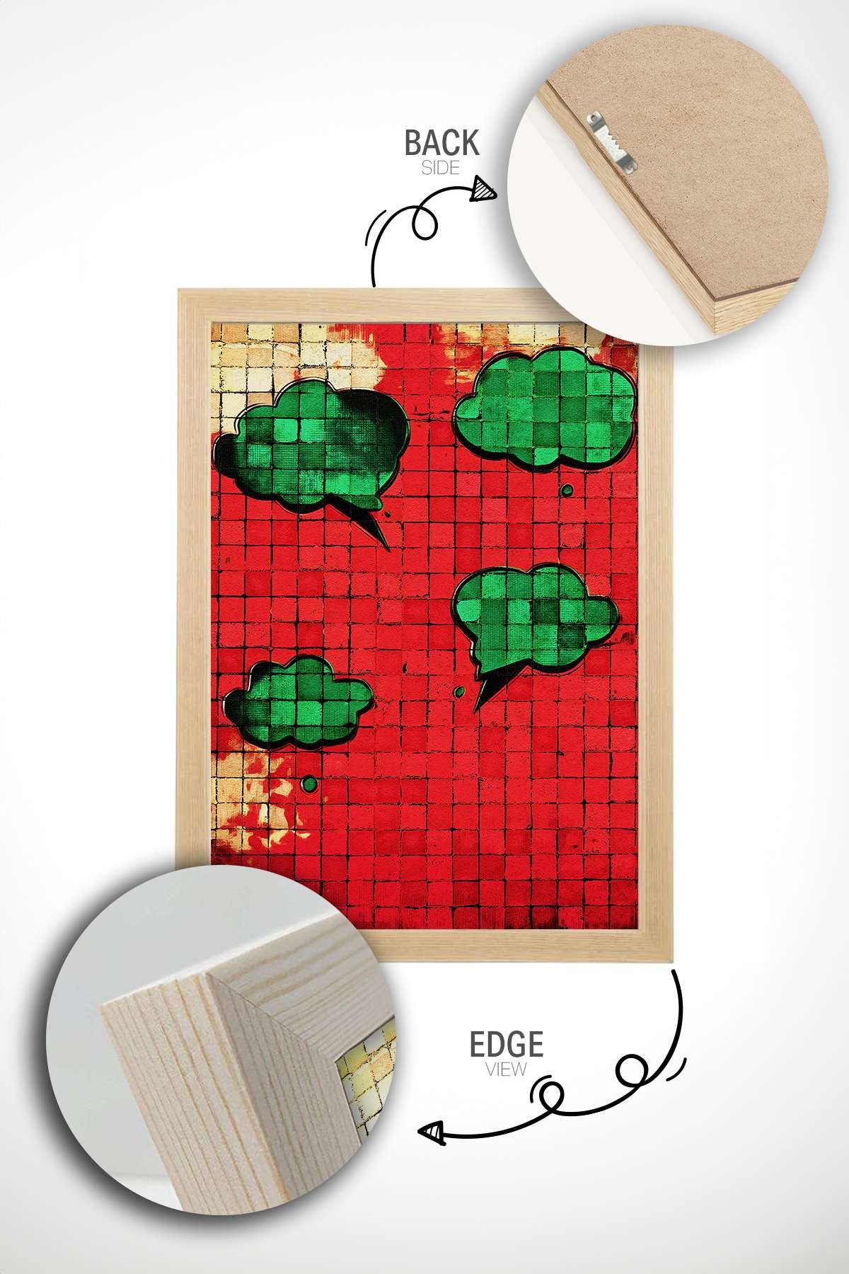 Quadro Decorativo Popmosaıc26 Multicolor - Pintura Emoldurada em Madeira Maciça 33x48cm com Impressão Digital