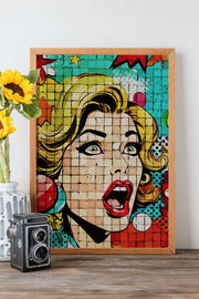 Quadro Decorativo Popmosaıc29 Multicolor - Pintura Emoldurada em Madeira Maciça 33x48cm com Impressão Digital