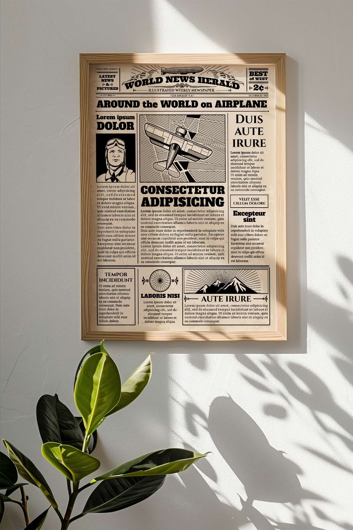 Quadro Decorativo Emoldurado Multicolor 33x48cm - Moldura Madeira Maciça 2cm