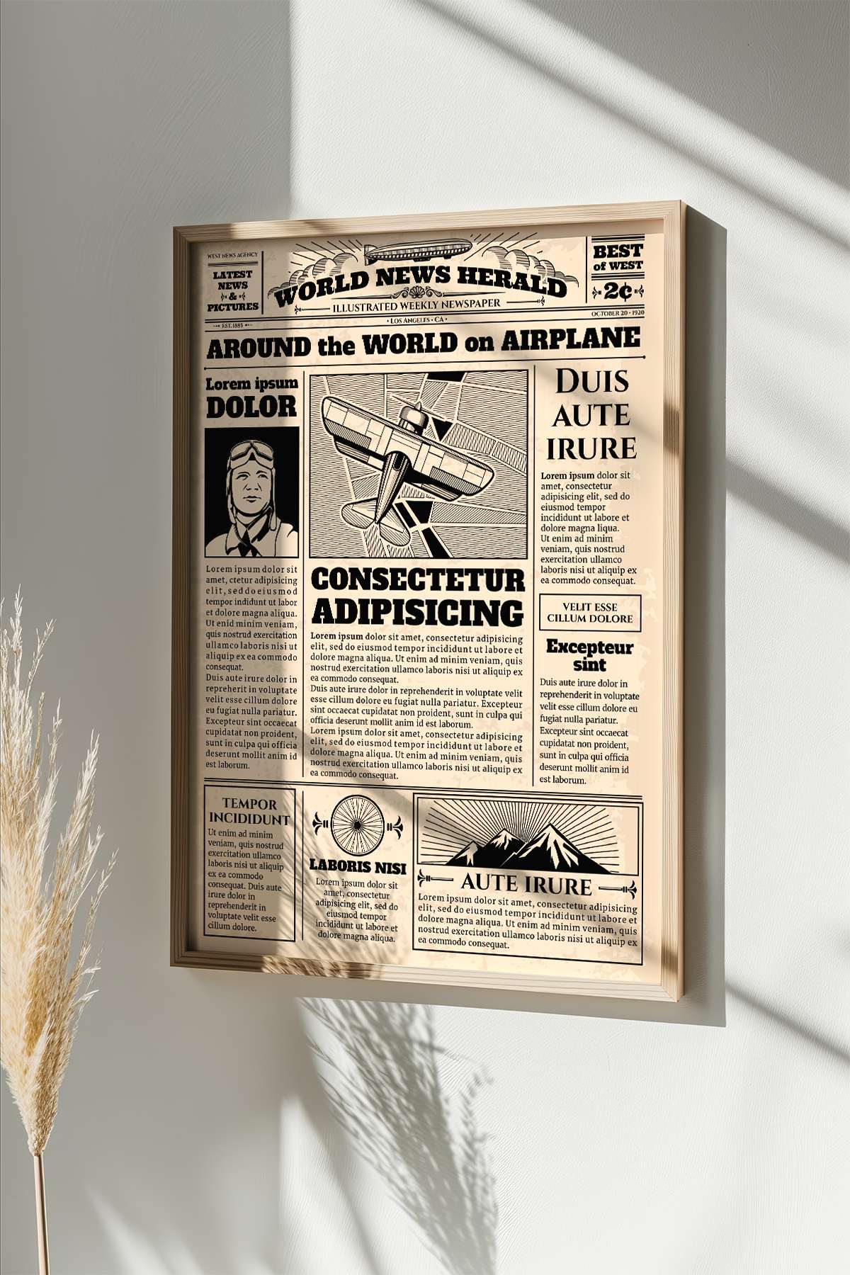 Quadro Decorativo Emoldurado Multicolor 33x48cm - Moldura Madeira Maciça 2cm