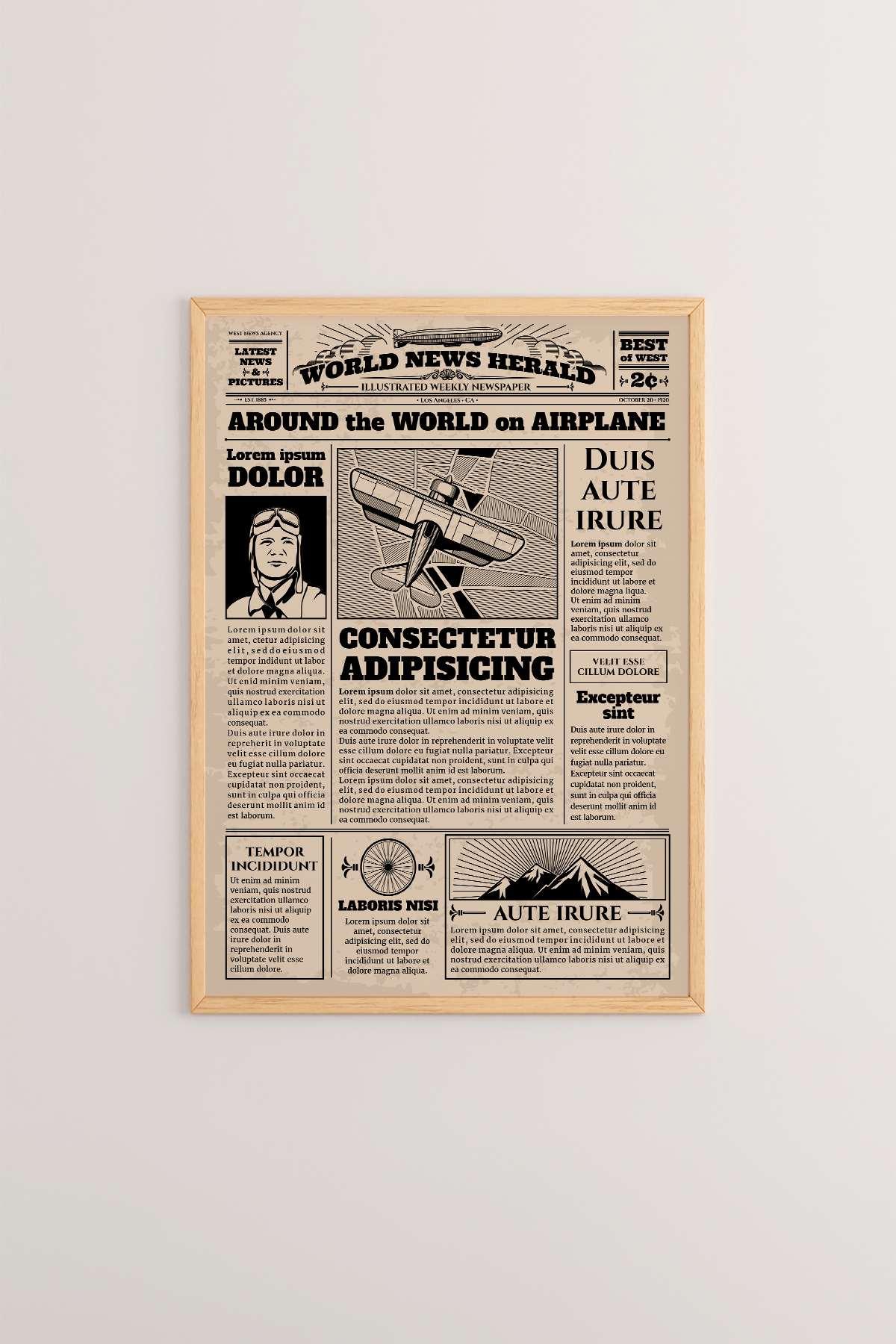 Quadro Decorativo Emoldurado Multicolor 33x48cm - Moldura Madeira Maciça 2cm