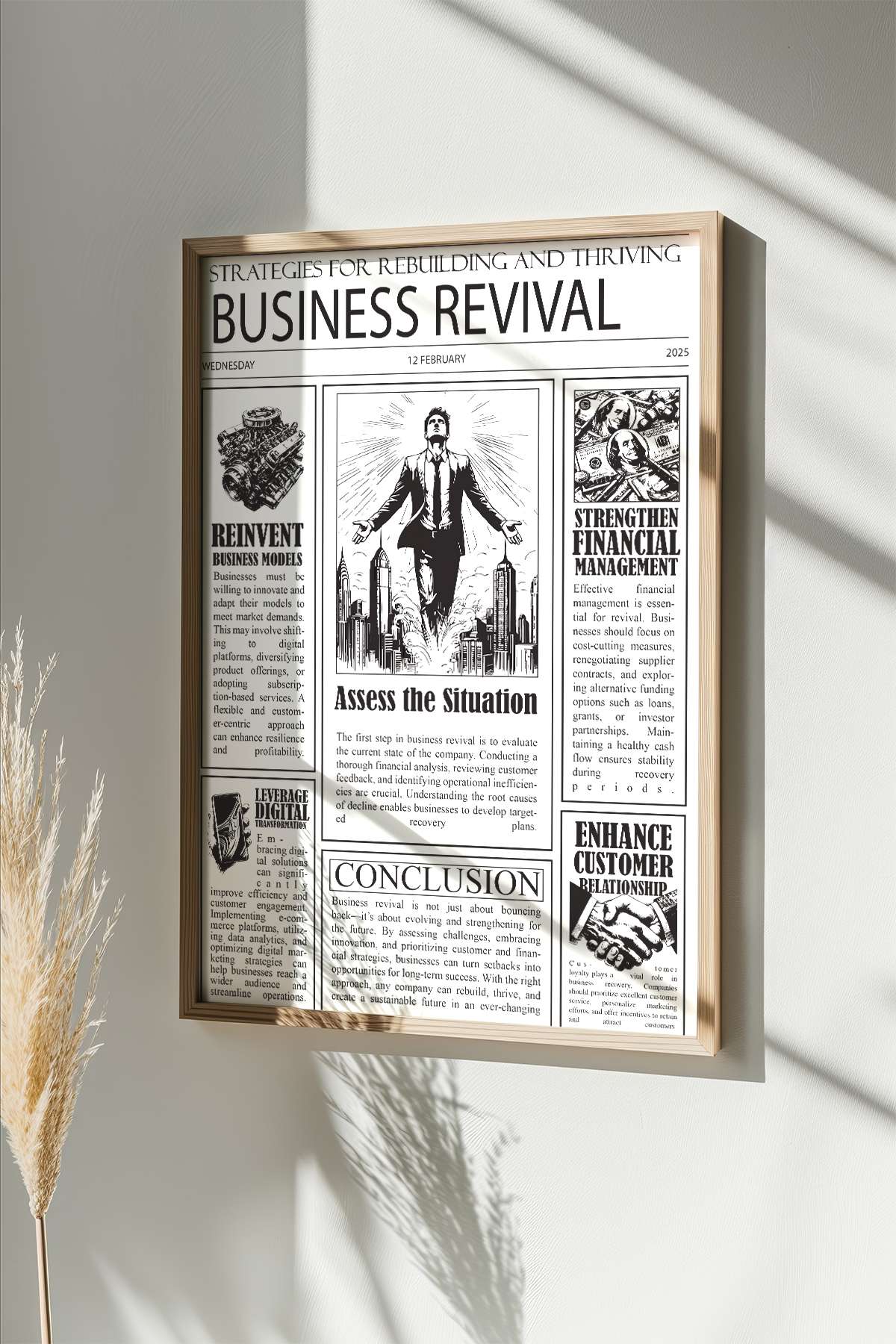 Quadro Decorativo Emoldurado Multicolor 33x48cm - Moldura Madeira Maciça 2cm