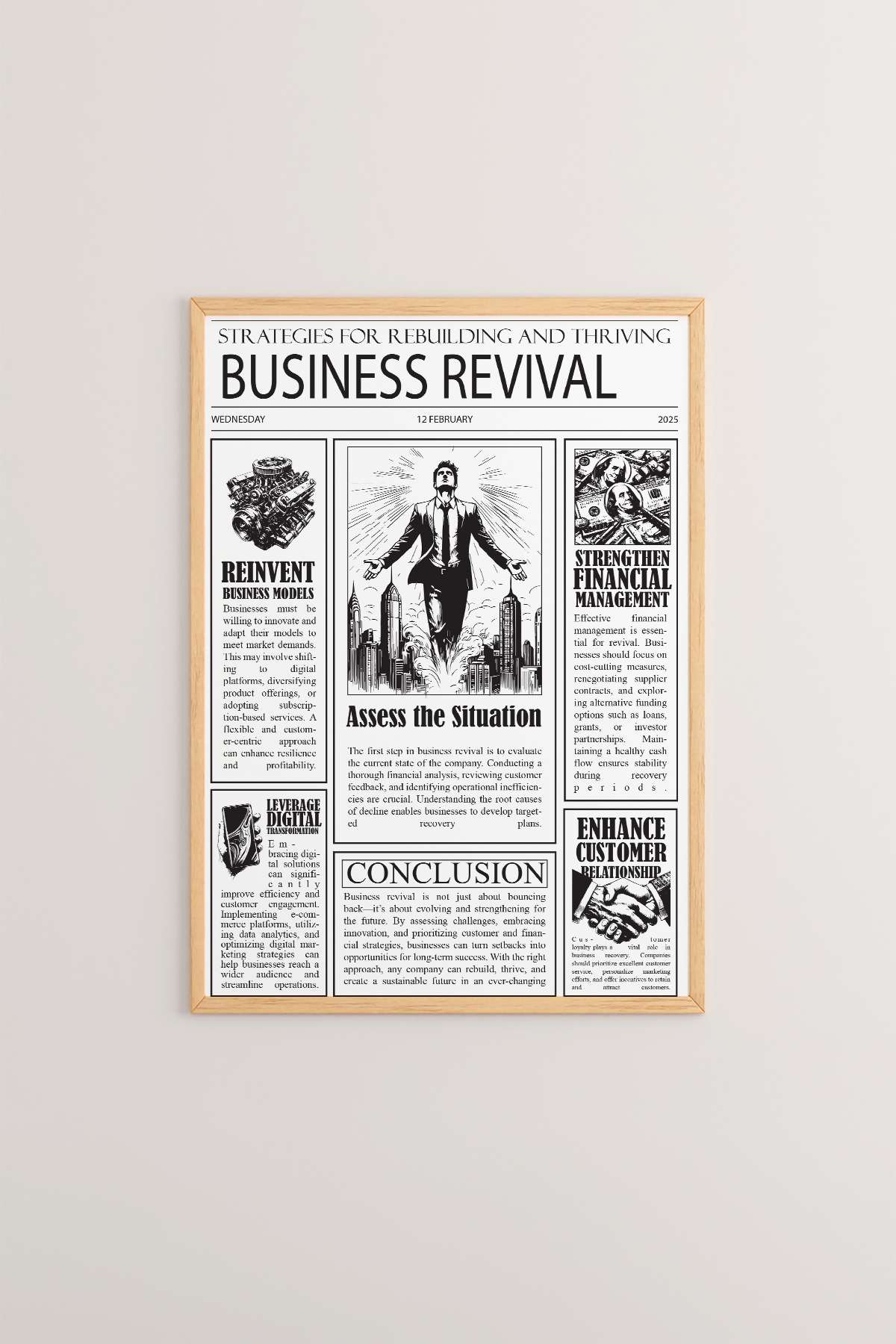 Quadro Decorativo Emoldurado Multicolor 33x48cm - Moldura Madeira Maciça 2cm