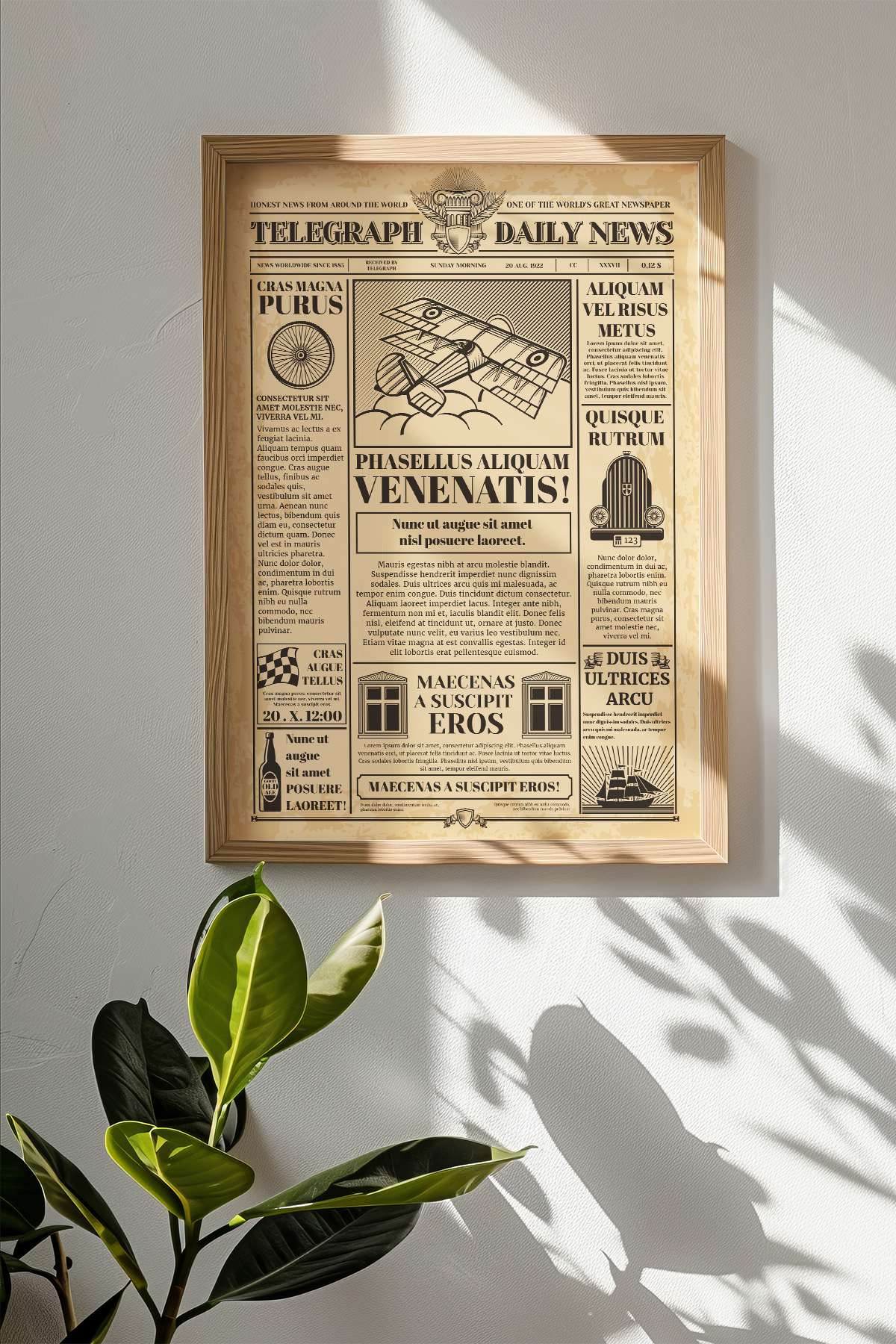 Quadro Decorativo Emoldurado Multicolor em Madeira Maciça - Impressão Digital 33x48cm