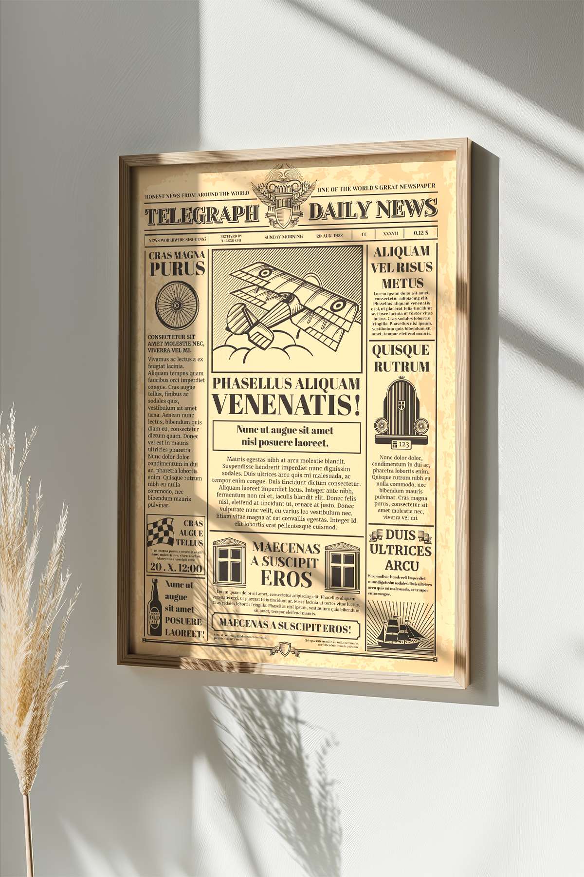 Quadro Decorativo Emoldurado Multicolor em Madeira Maciça - Impressão Digital 33x48cm