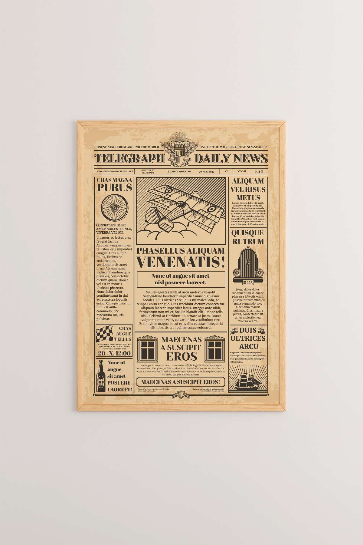 Quadro Decorativo Emoldurado Multicolor em Madeira Maciça - Impressão Digital 33x48cm