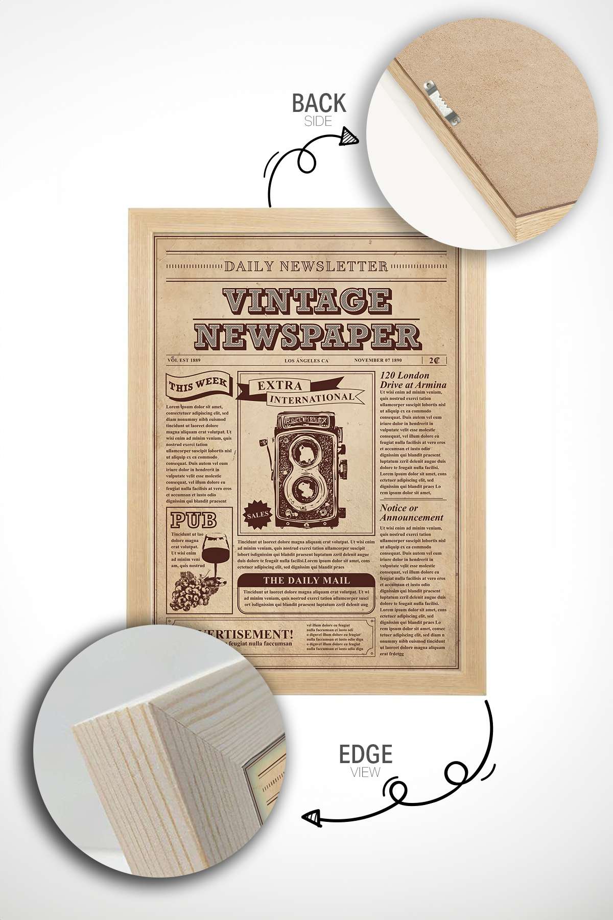 Quadro Decorativo Emoldurado Multicolor em Madeira Maciça - Impressão Digital 33x48cm