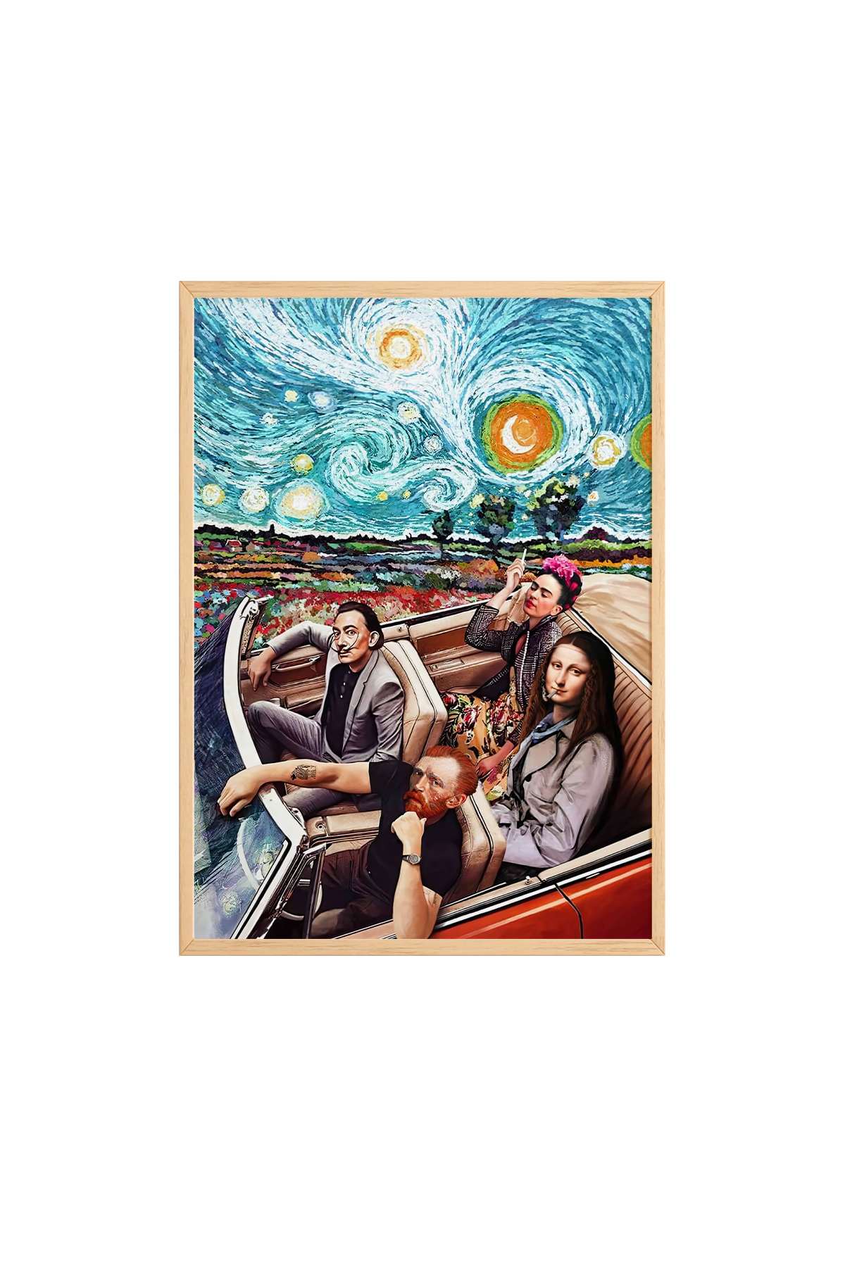 Quadro Decorativo Multicolor em Madeira Maciça - Arte Digital Emoldurada 33x48cm