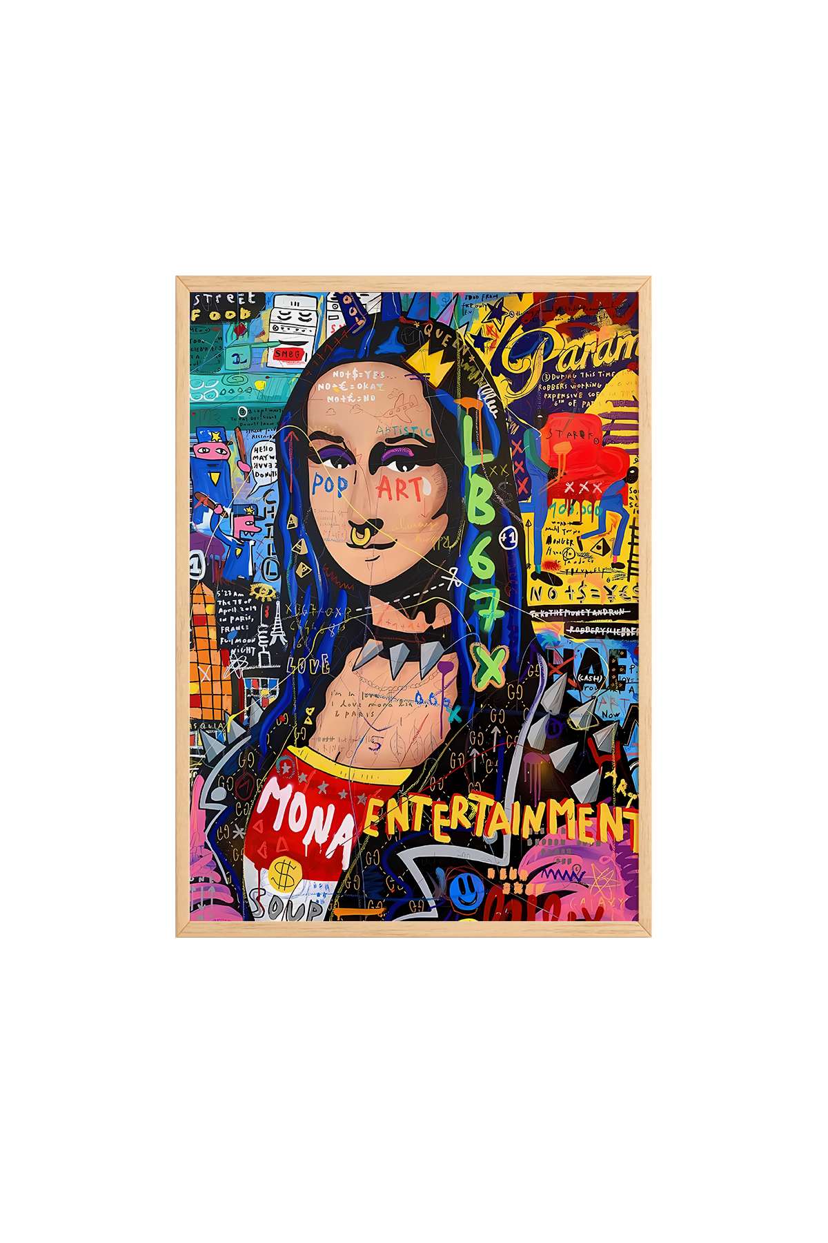 Quadro Decorativo Multicolor com Moldura de Madeira Maciça - Impressão Digital 33x48cm