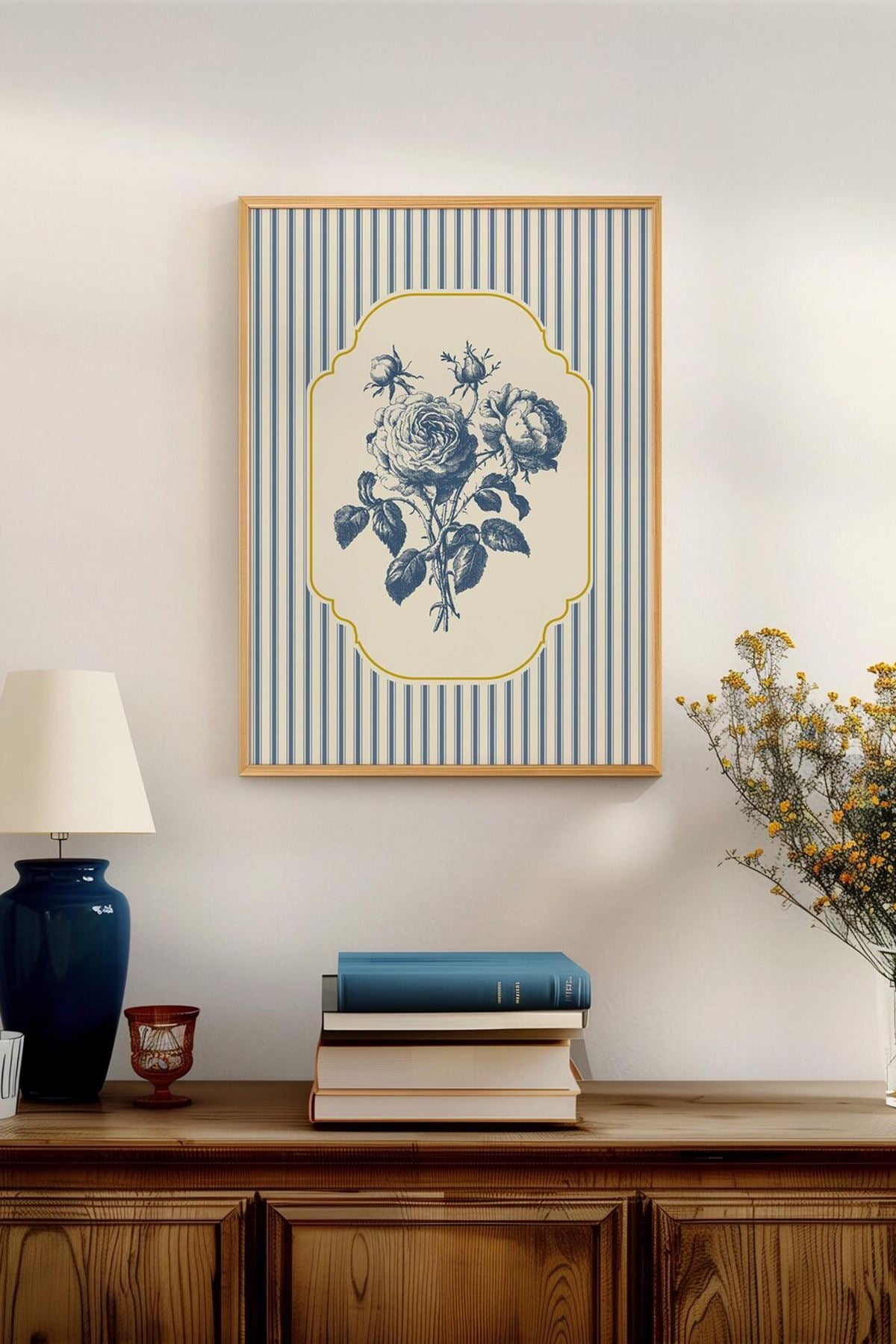 Quadro Decorativo Multicolor com Moldura de Madeira Maciça 50x70cm - Arte Digital Premium para Decoração de Interiores