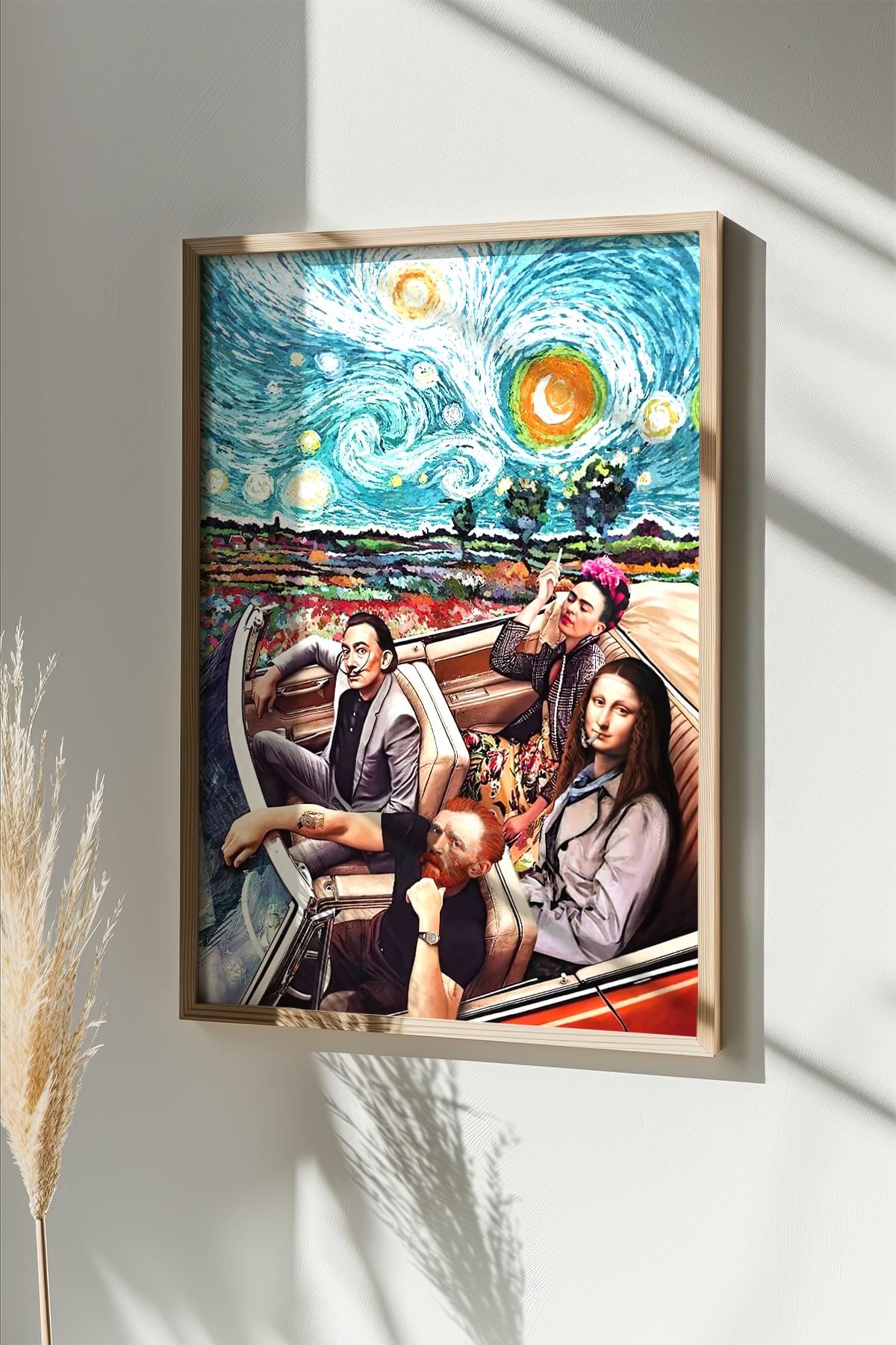 Quadro Decorativo Multicolor em Madeira Maciça 50x70cm - Arte Digital Emoldurada para Decoração de Interiores