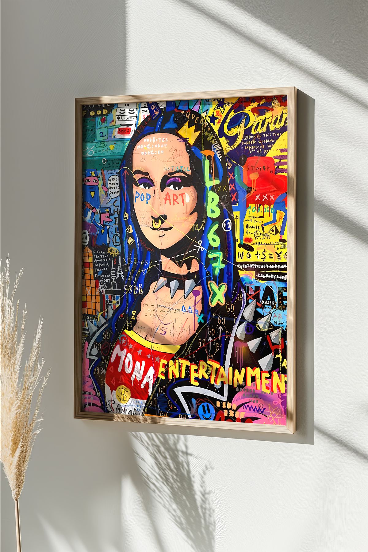 Quadro Decorativo Multicolor em Madeira Maciça 50x70cm - Arte Digital Emoldurada