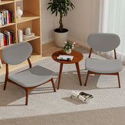 Conjunto de 2 Cadeiras Decorativas com Mesa Auxiliar Cadeiras Estofadas em Veludo de Cordeiro com Estrutura em Madeira Maciça para Quarto Cinzento
