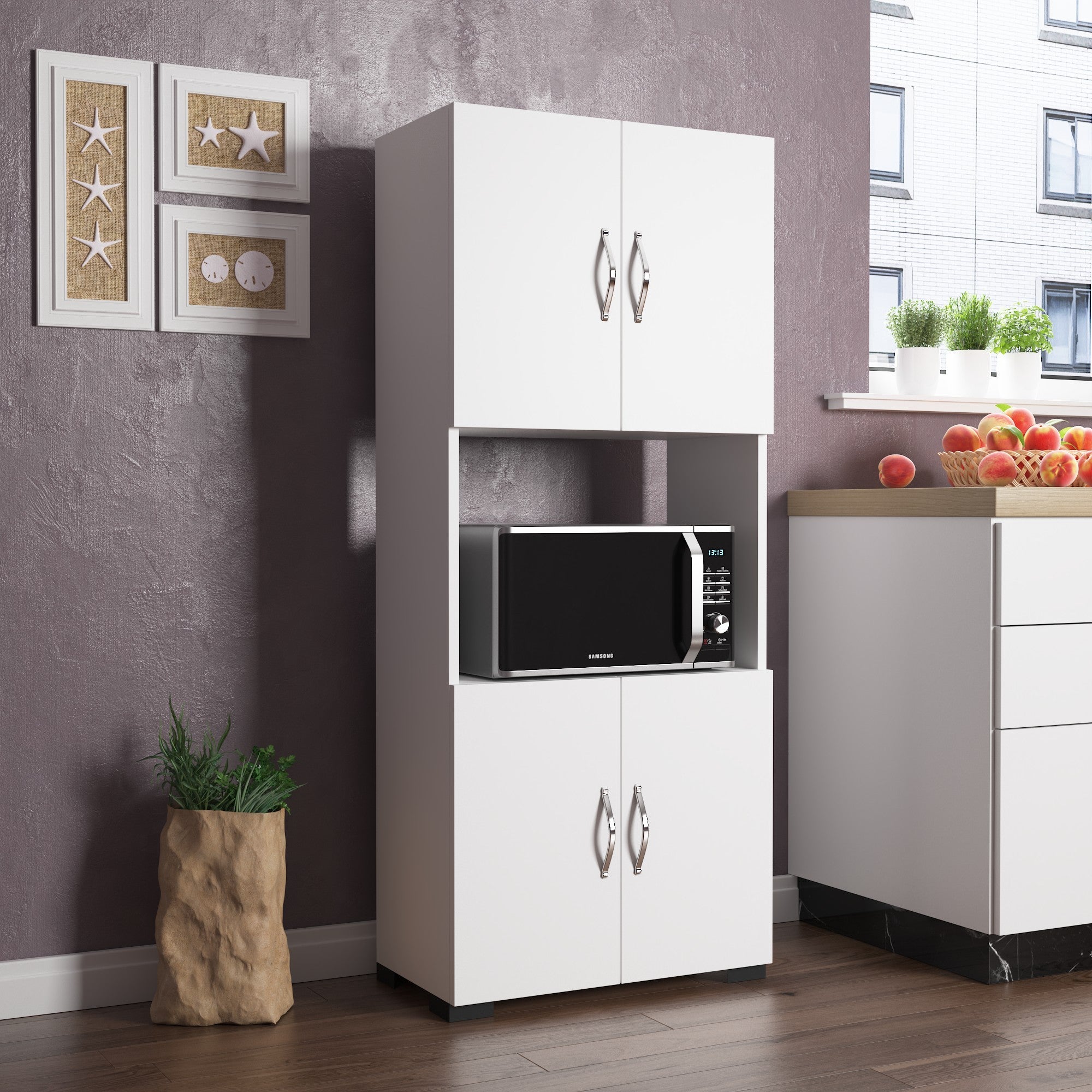 Armário multiuso – 59.5 cm x 143 cm x 32 cm – Branco – Aglomerado