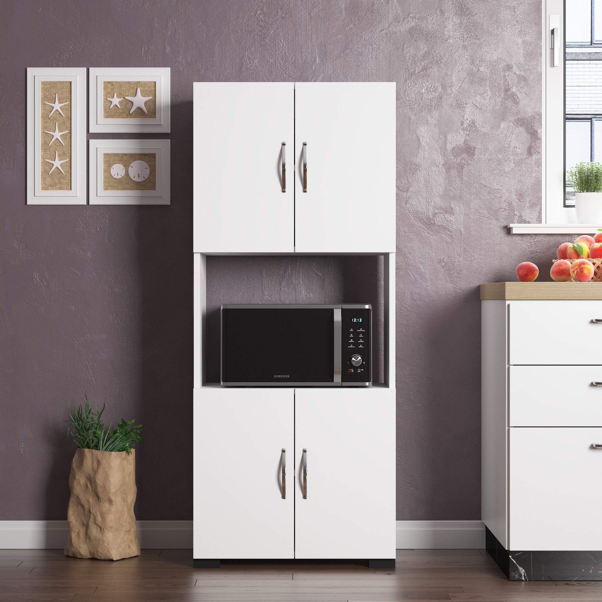 Armário multiuso – 59.5 cm x 143 cm x 32 cm – Branco – Aglomerado