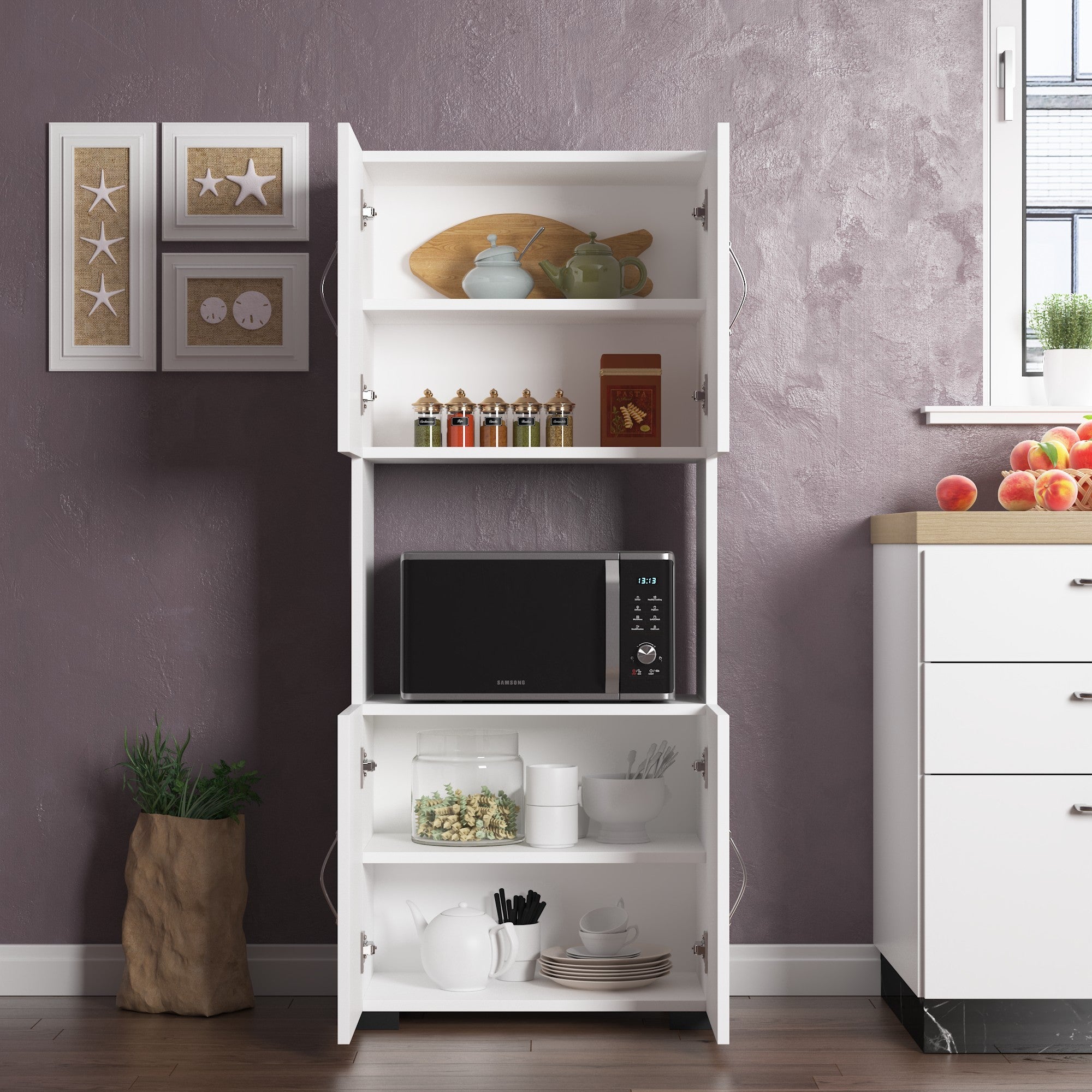 Armário multiuso – 59.5 cm x 143 cm x 32 cm – Branco – Aglomerado