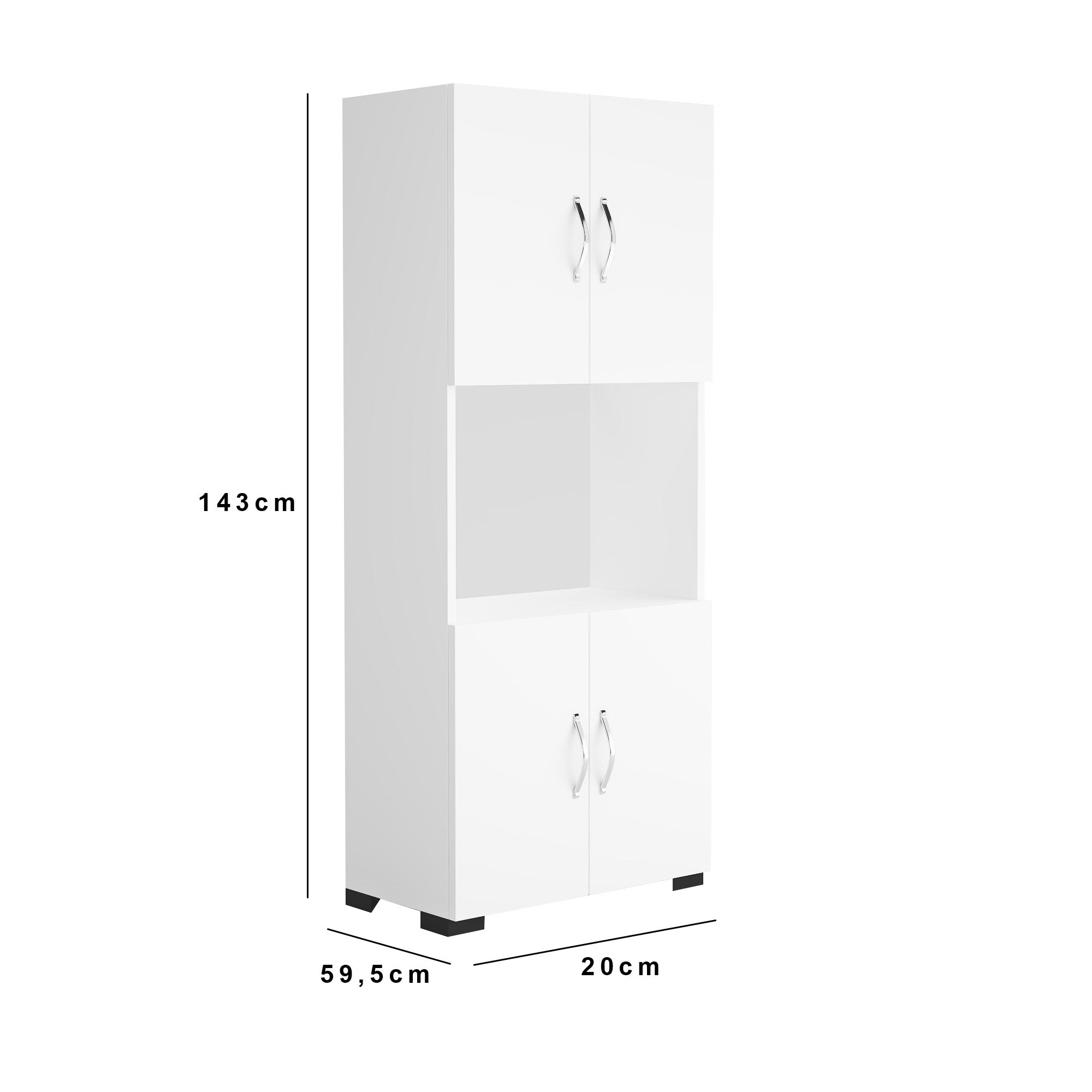Armário multiuso – 59.5 cm x 143 cm x 32 cm – Branco – Aglomerado