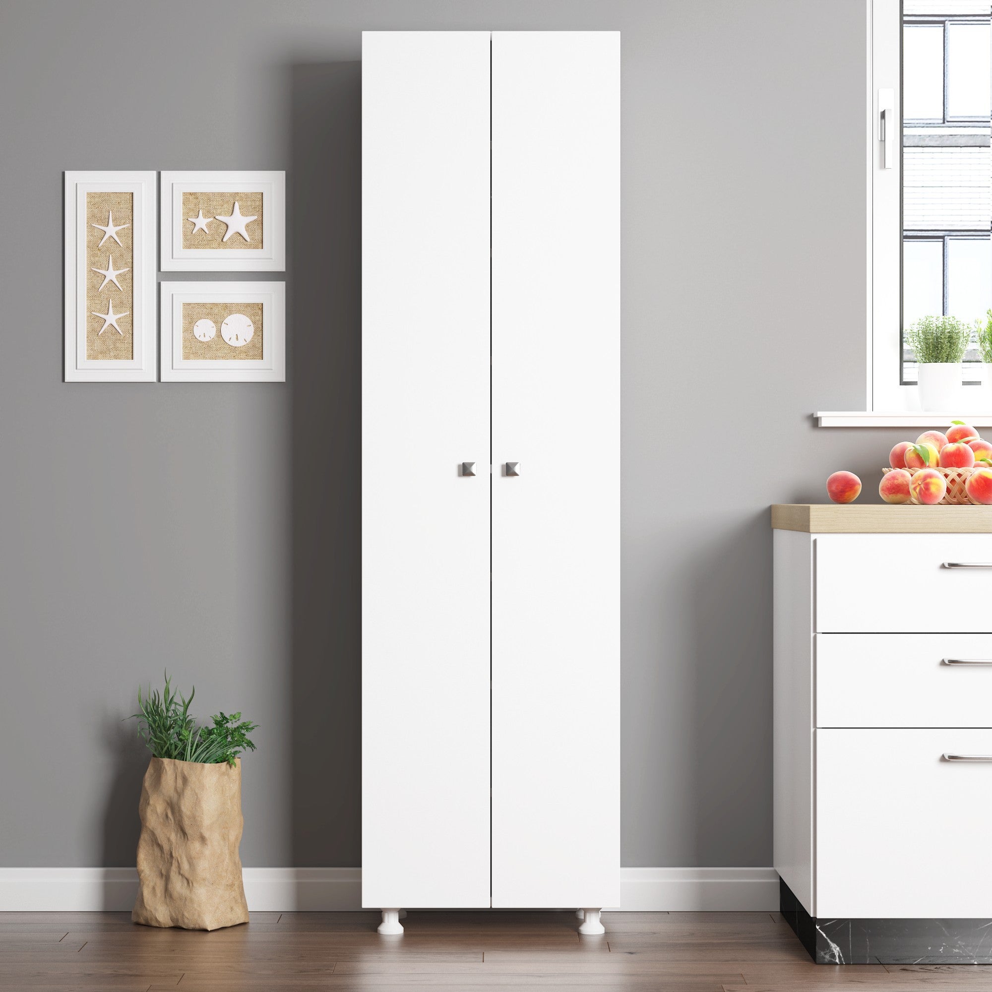 Armário multiusos – 49cm x 174cm x 29cm – Branco – Chipboard