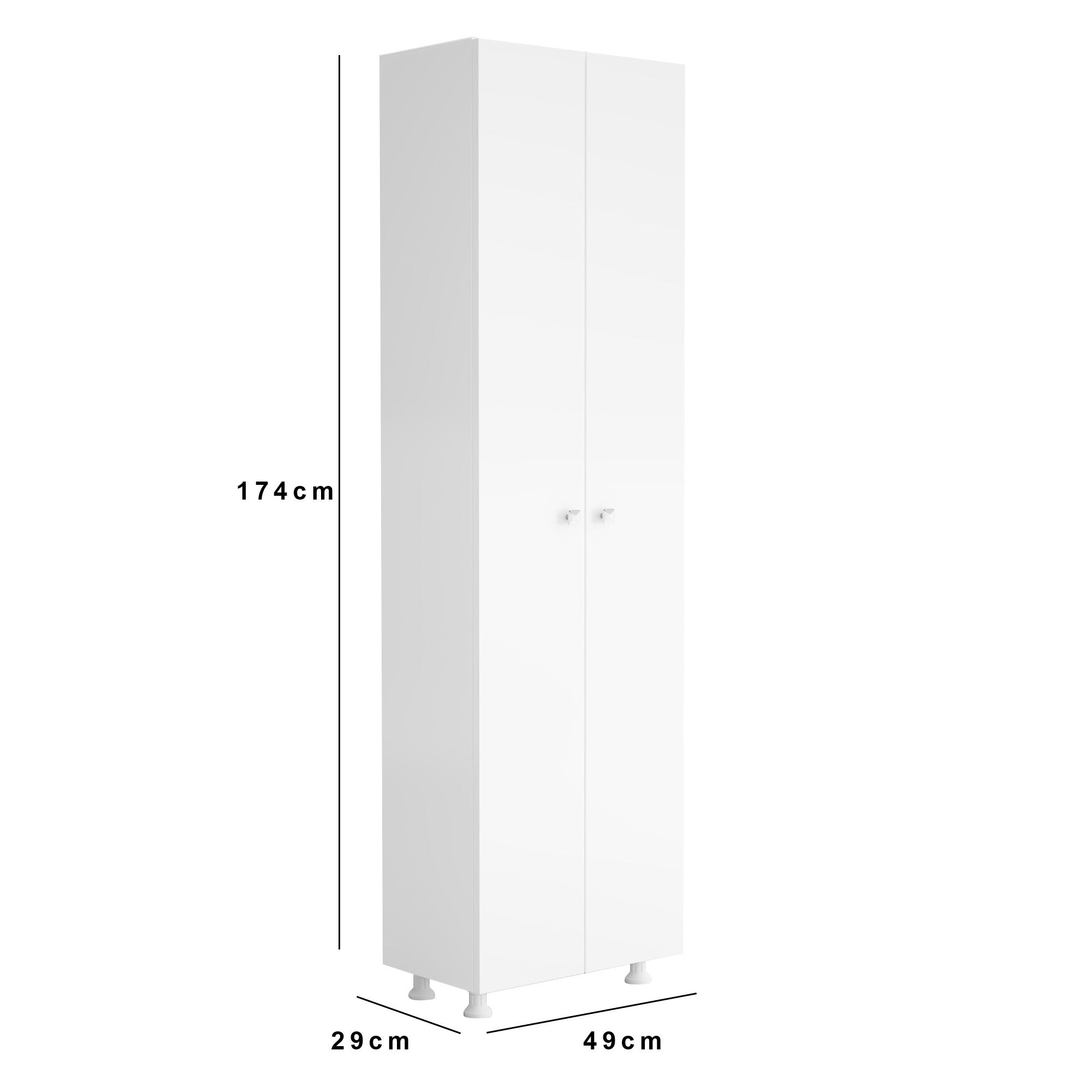 Armário multiusos – 49cm x 174cm x 29cm – Branco – Chipboard