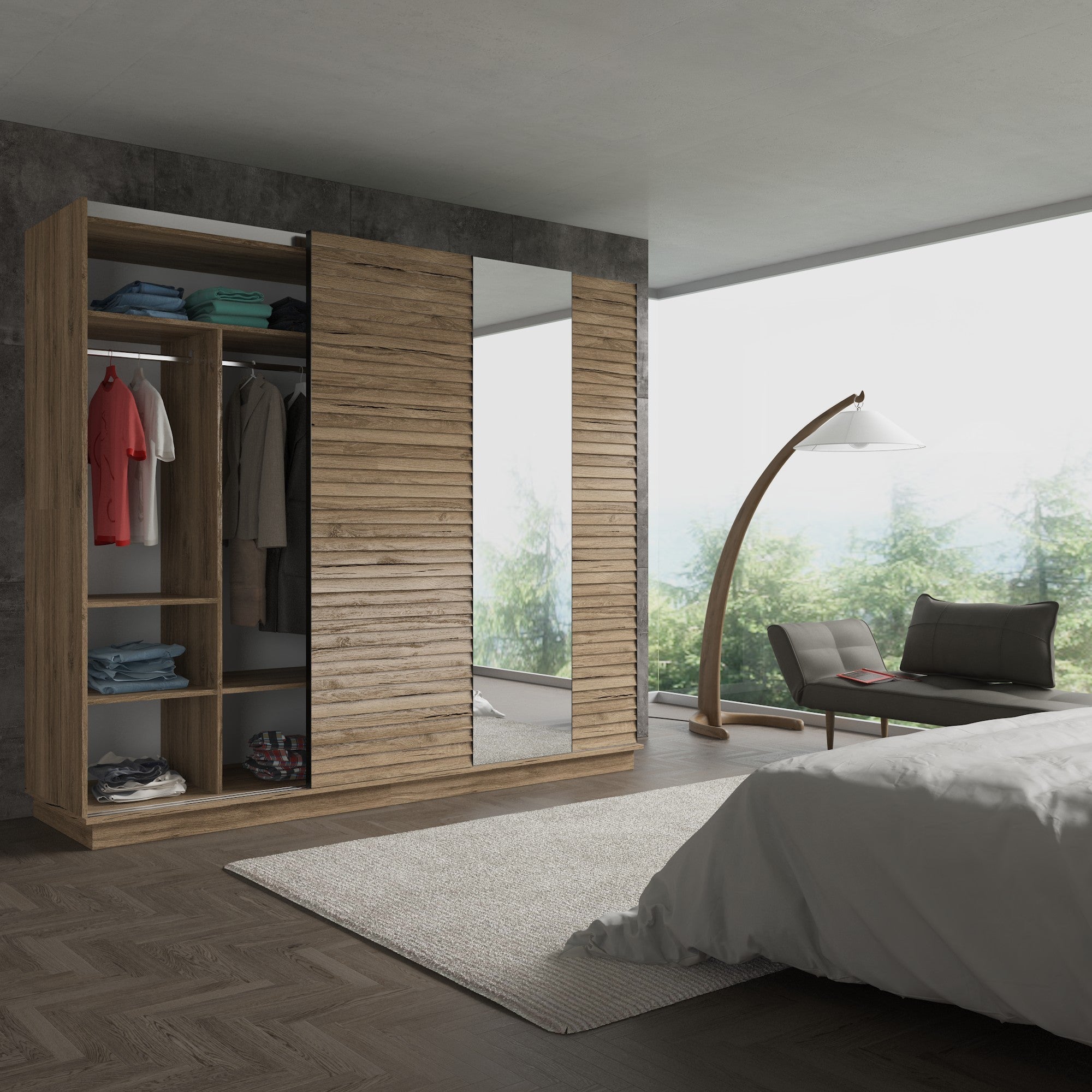 Guarda-roupa – 240cm x 213cm x 66cm – Noz – Painel de chipboard