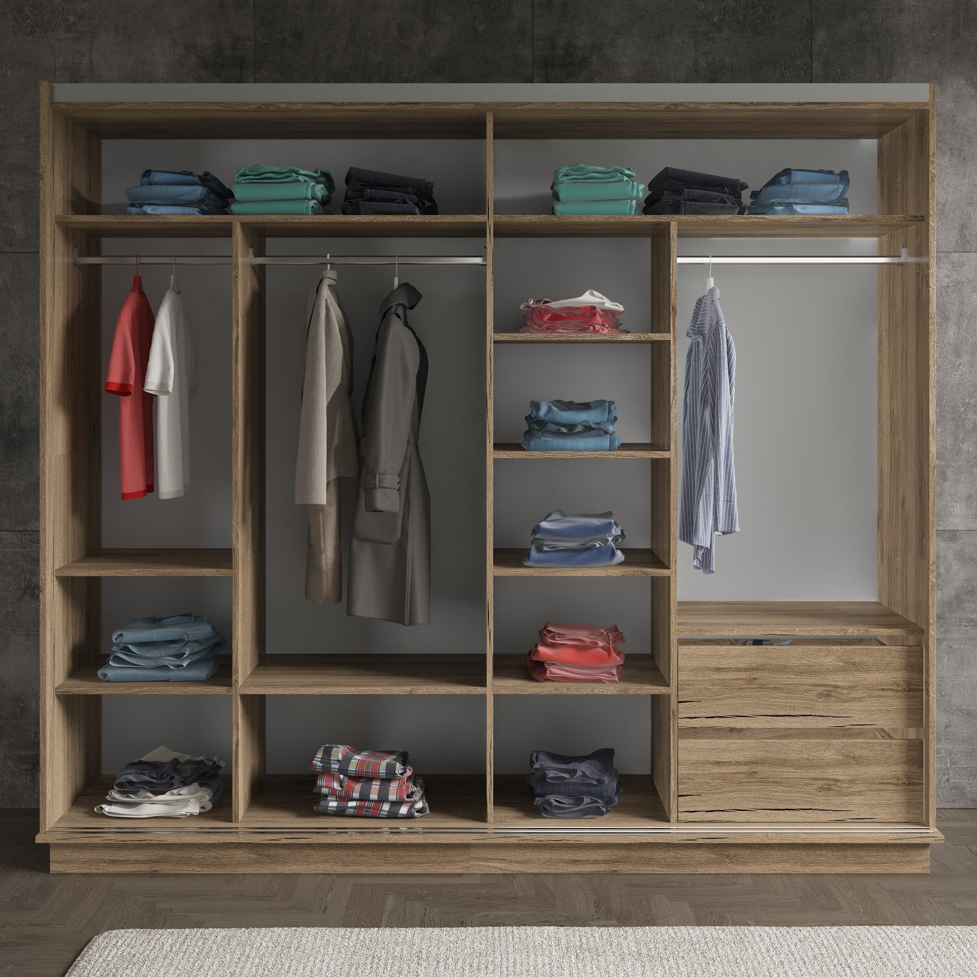 Guarda-roupa – 240cm x 213cm x 66cm – Noz – Painel de chipboard