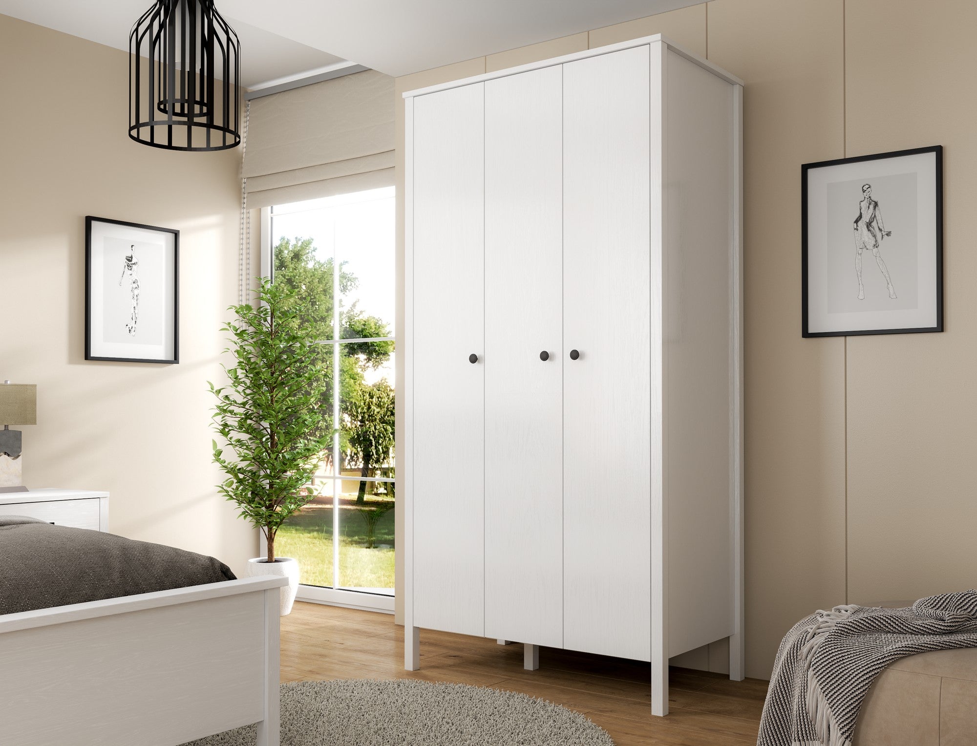 Guarda-roupa de madeira – 98 cm x 194,8 cm x 57 cm – Branco