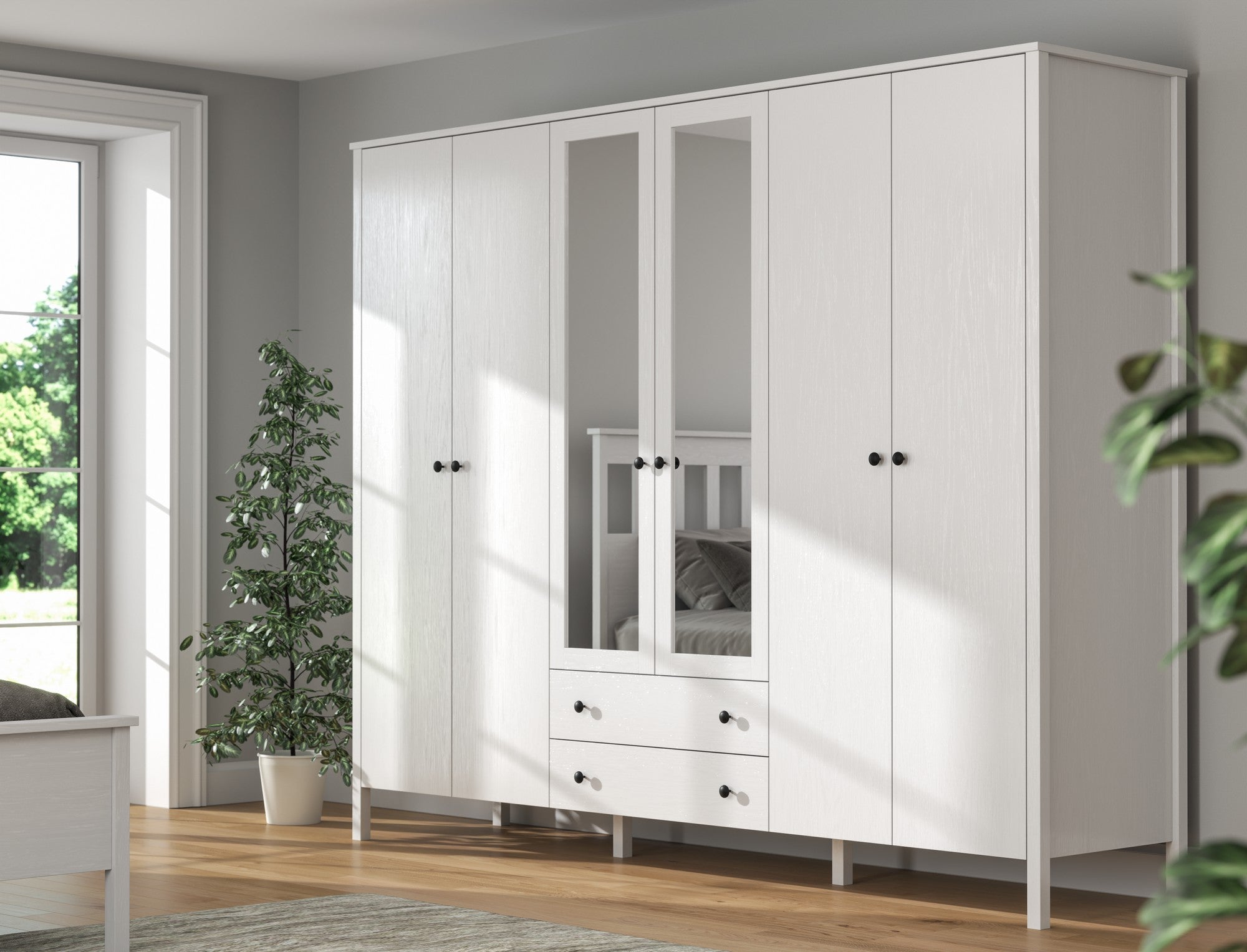 Guarda-roupa de madeira – 240cm x 195cm x 57cm – Branco