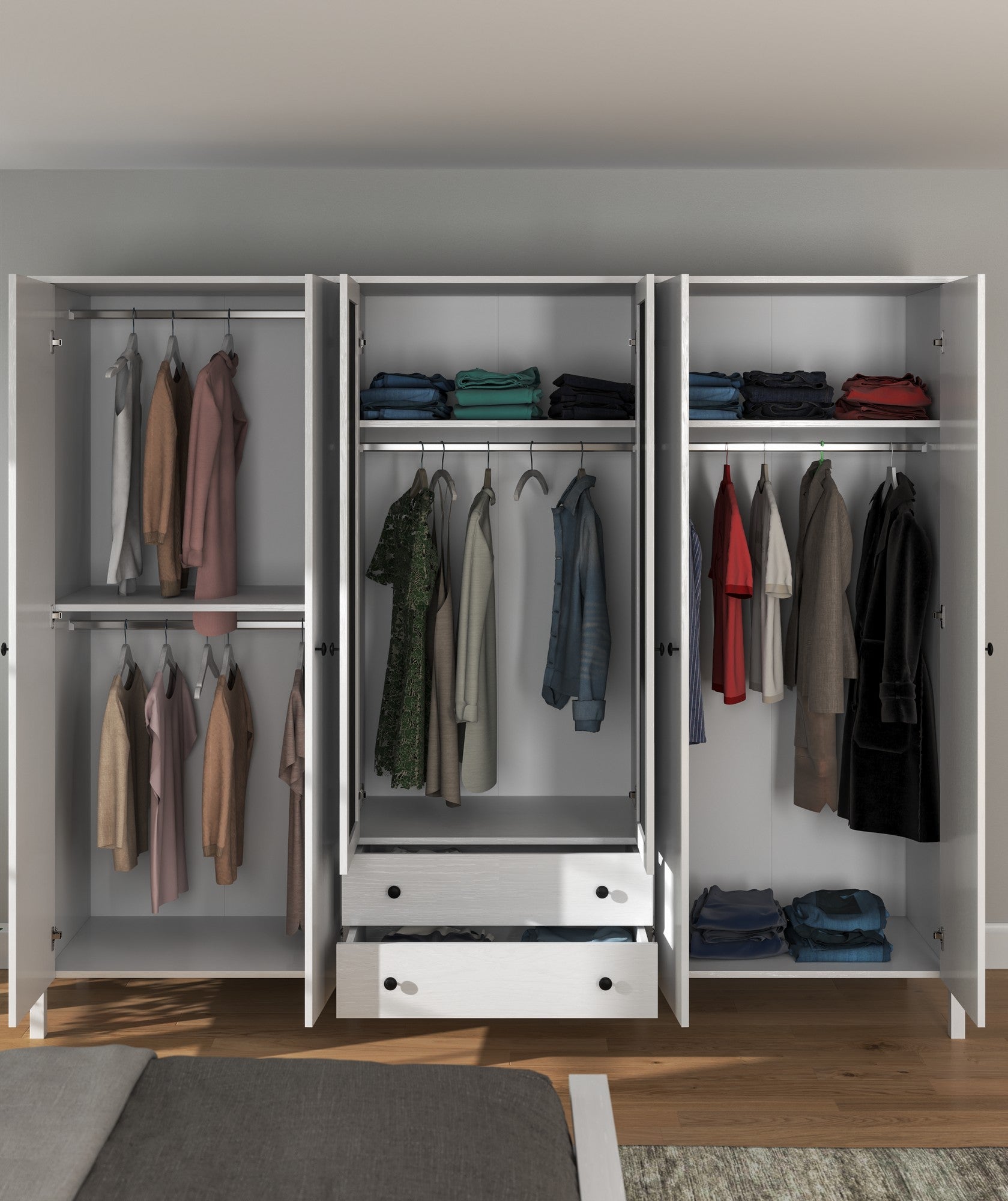 Guarda-roupa de madeira – 240cm x 195cm x 57cm – Branco